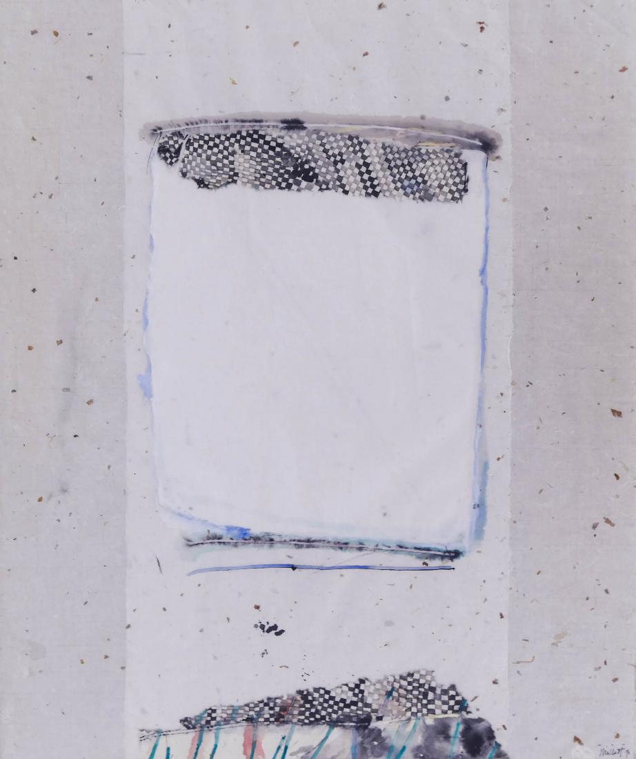 Peter Millett (b.1949 Washington) Untitled 1976 Ink and: Peter Millett (b.1949 Washington) Untitled 1976 Ink and Paper Collage 36''x30'' Image. An early abstraction with applied pieces of mulberry paper. Signed and dated l.r. Framed 38''x32''. Excellent con