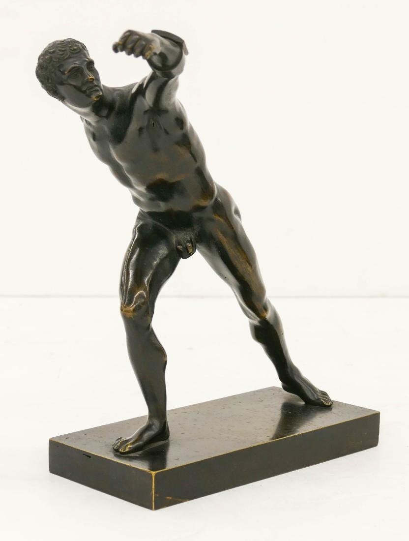 Antique The Borghese Gladiator Bronze Sculpture: Antique The Borghese Gladiator Bronze Sculpture 10.5''x10''. An antique sculpture of this classical Roman subject. Unsigned with no foundry marks. Likely from the Barbedienne foundry. Overall excellen