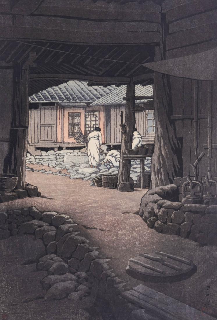 Kawase Hasui ''Chunum Temple'' Japanese Woodblock Print: Kawase Hasui ''Chunum Temple'' Japanese Woodblock Print 14''x10'' Sheet. 6mm watanabe seal l.l. Trimmed margins. Loose, unframed. Overall strong colors.