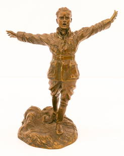 Maurice Guiraud-Riviere (1881-1947 French) ''On ne: Maurice Guiraud-Riviere (1881-1947 French) ''On ne Passe Pas'' (One Does Not Pass) Bronze Sculpture 10''x9''. A military themed bronze of a WWI French soldier. Signed and titled at base with Susse