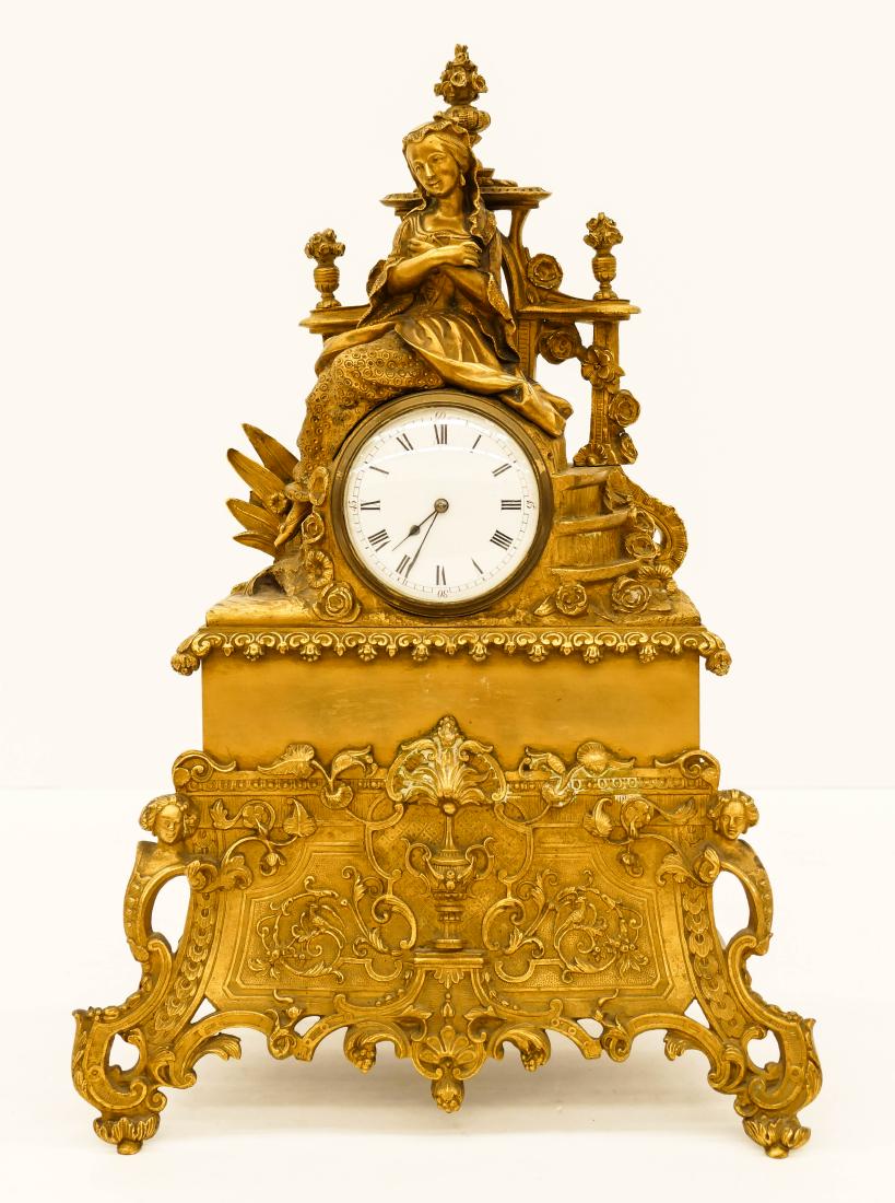 French Empire Gilt Bronze Mantel Clock 19''x12.5''. (1 of 2)