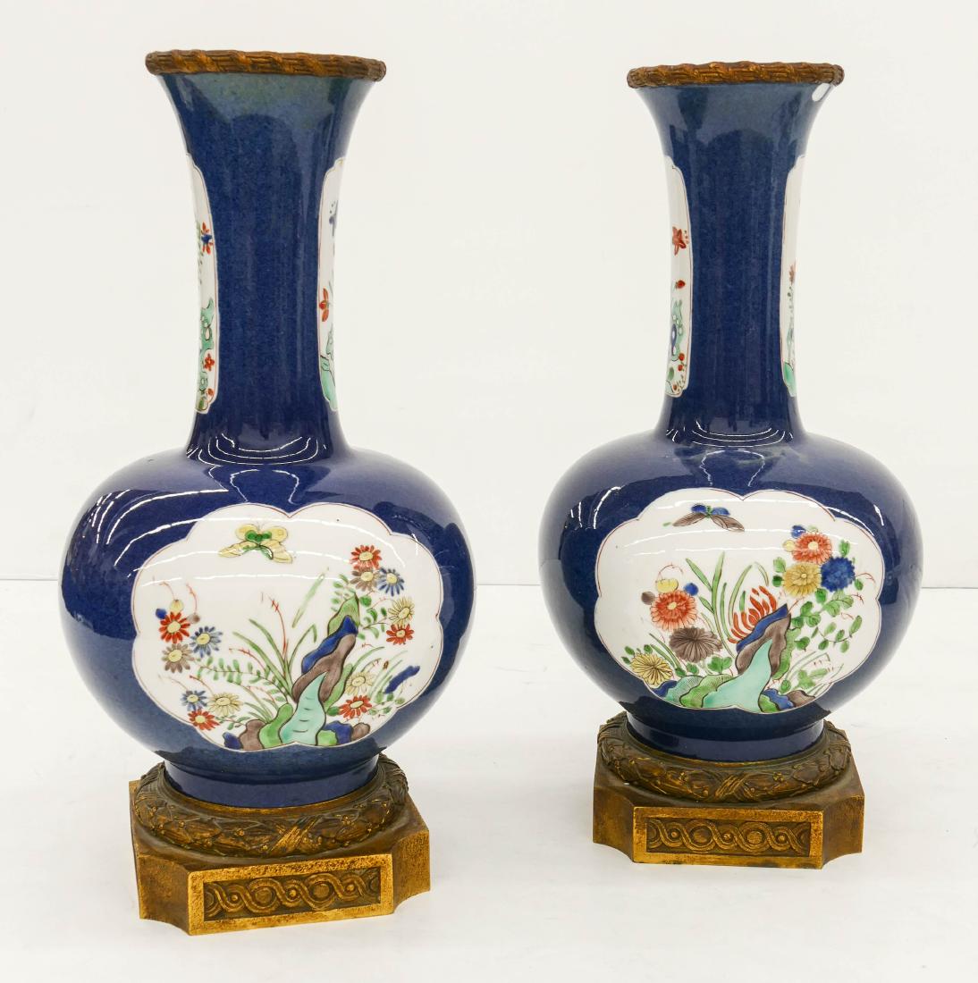 Pair Antique French Powder Blue Porcelain Vases with (1 of 5)