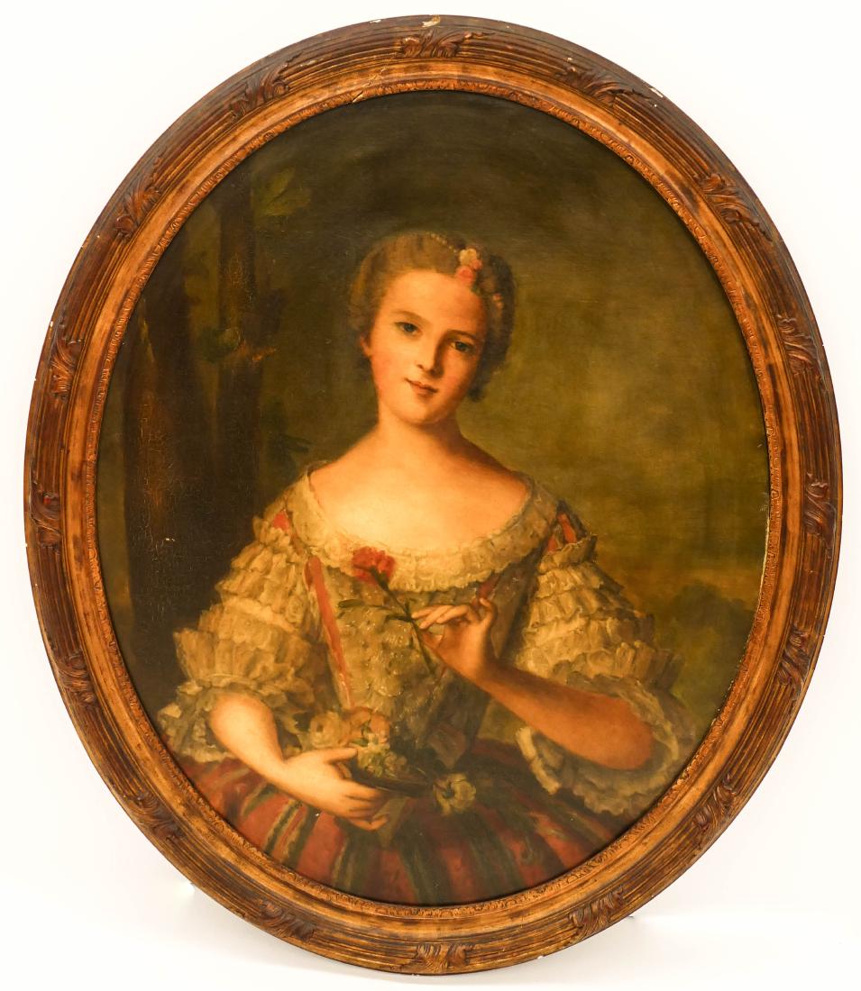 French School 19th Cent. Female Oval Portrait Oil on (1 of 3)