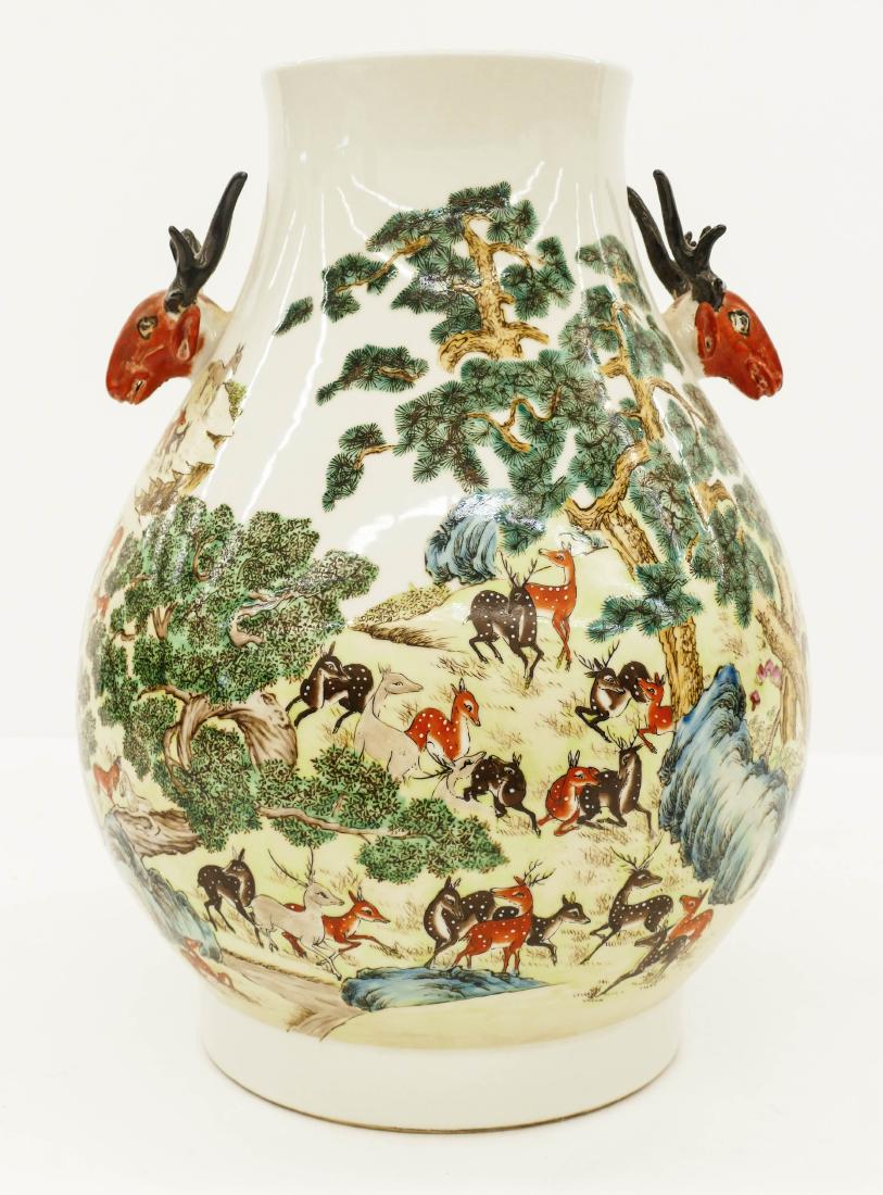 Chinese 100 Deer Large Porcelain Vase 17''x12.5''. (1 of 3)