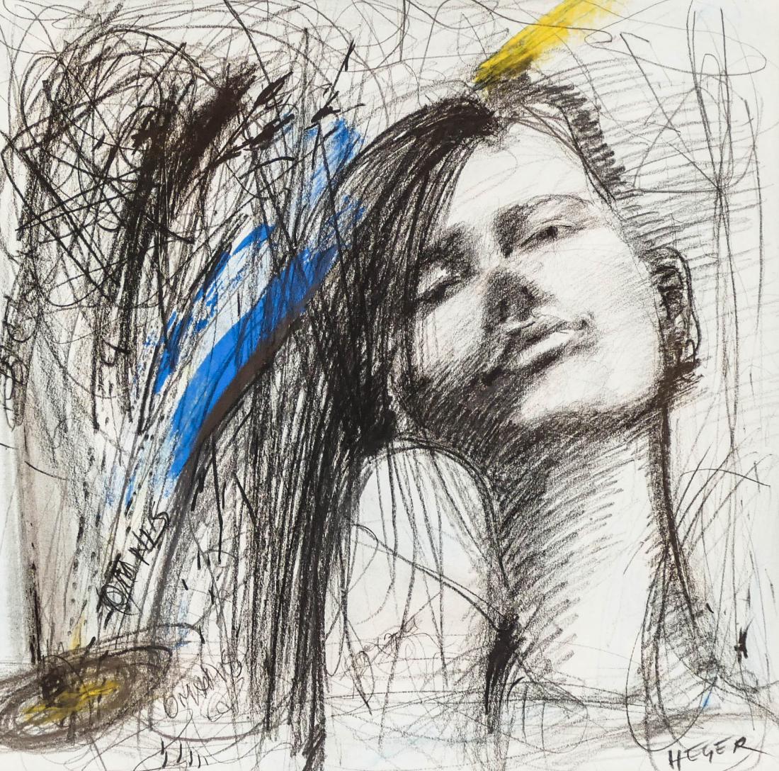 Milan Heger (b.1959 Washington) ''Omni'' Watercolor and (1 of 2)