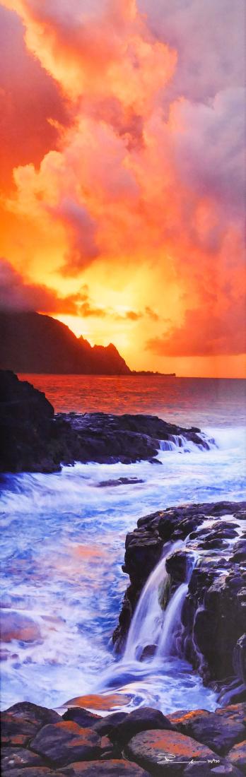 Peter Lik (b.1959 Nevada) ''Kauai Dreaming'' Color: Peter Lik (b.1959 Nevada) ''Kauai Dreaming'' Color Photograph 60''x20'' Sight. Impressive large c-print with sunset taken at Princeville, Kauai in Hawaii. Signed and numbered 134 of 950 edition. Galle