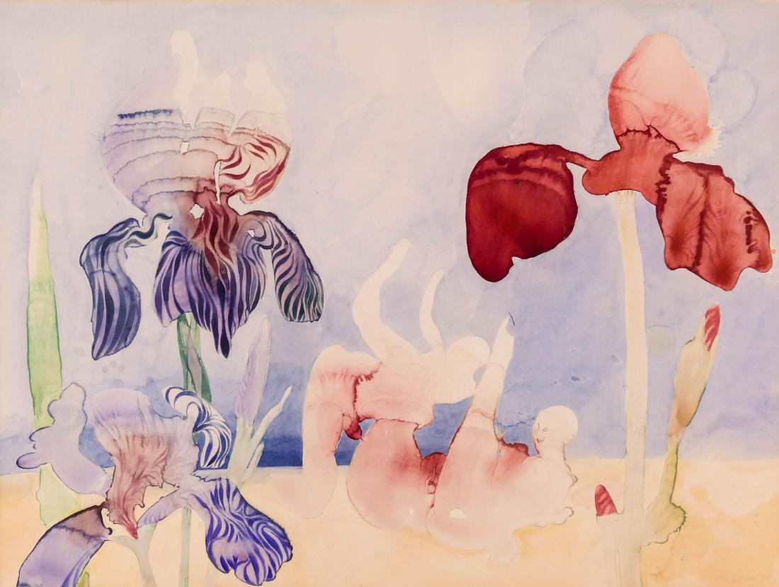 Henk Pander (b.1937 Oregon) Iris Flowers and Figures (1 of 2)