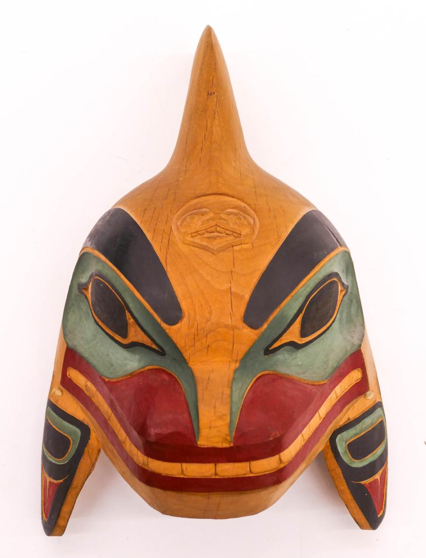 Reg Davidson (b.1954 Haida) Killer Whale Frontlet 1982: Reg Davidson (b.1954 Haida) Killer Whale Frontlet 1982 Alder 9.5''x6.5''x3.5''. Carved and painted native frontlet. Signed and dated on verso. Overall excellent condition.
