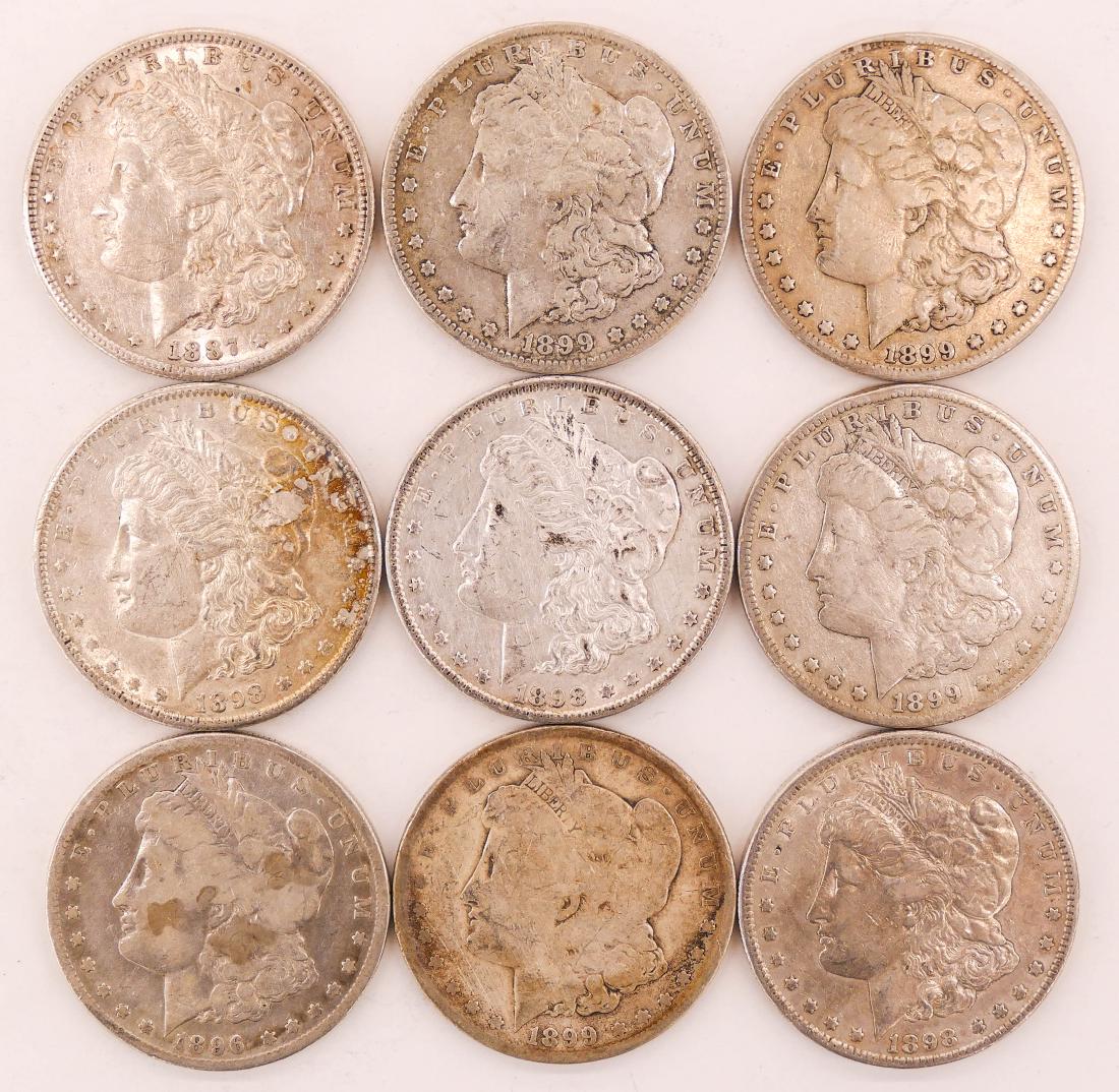 9pc US Morgan Silver Dollars Scarcer Dates (1 of 2)