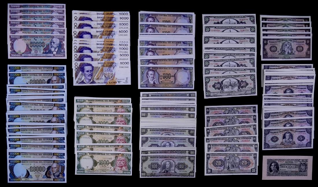431pc Ecuador Banknotes UNC (1 of 2)