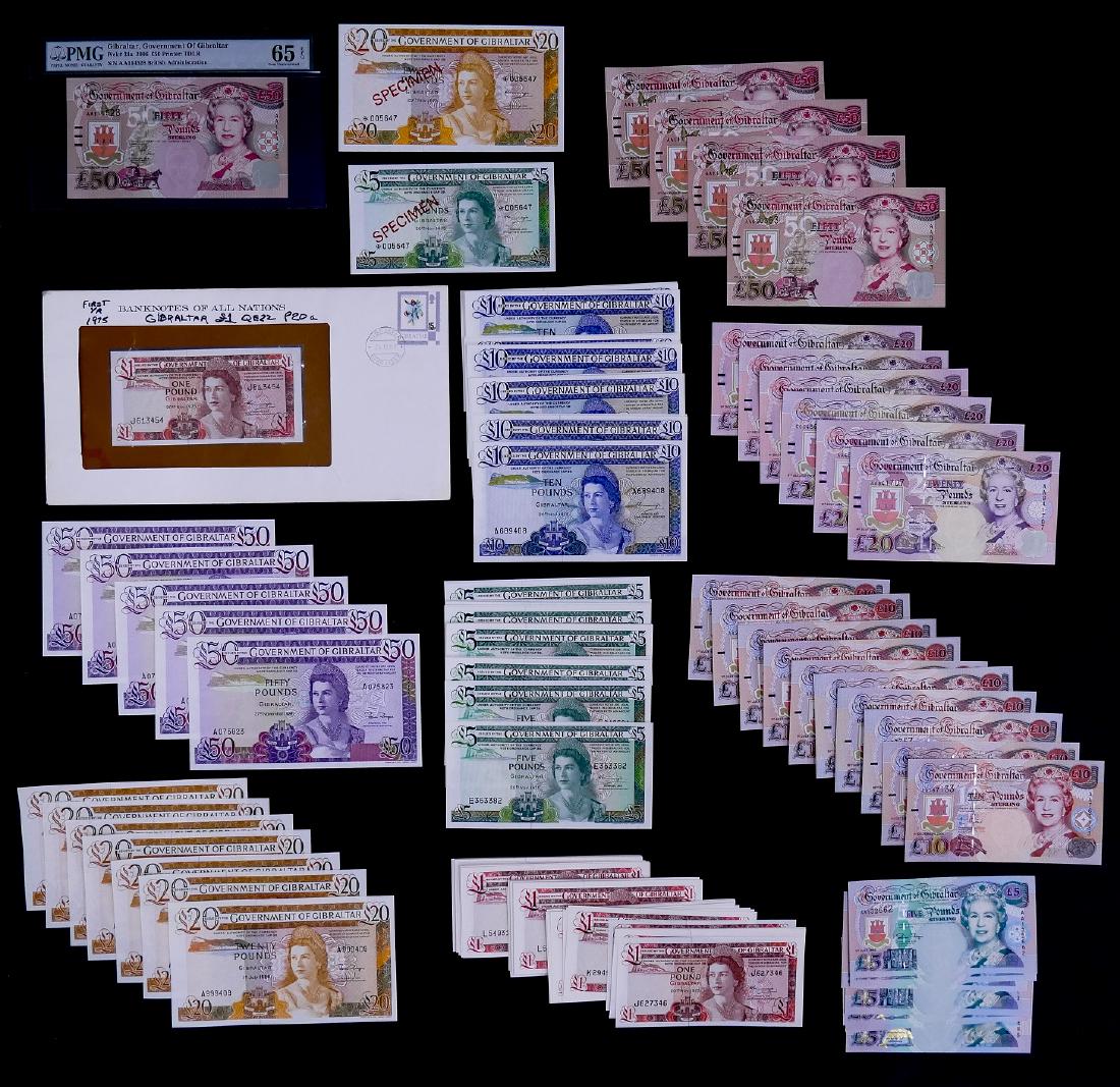 156pc Gibraltar Banknotes UNC (1 of 2)
