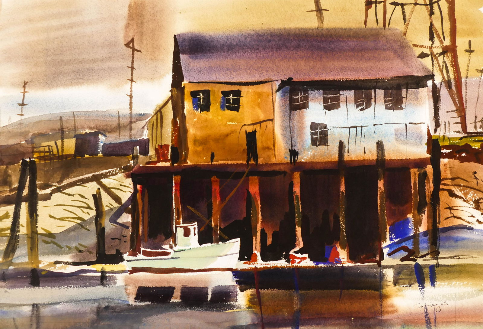 Charles Swanberg (b.1923 Washington) ''Fish House'' (1 of 2)