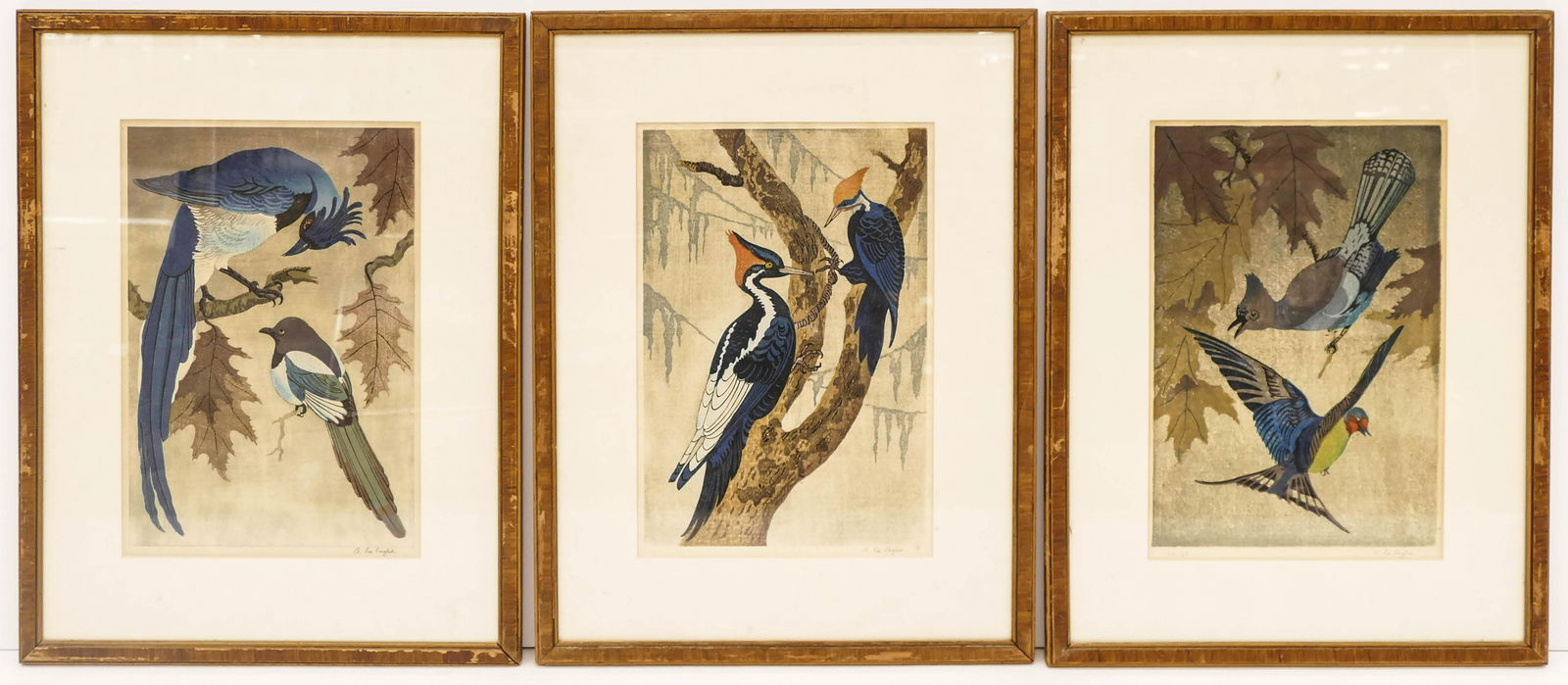 3pc Anthony LaPaglia (1897-1993 New York) Bird Woodcut (1 of 4)