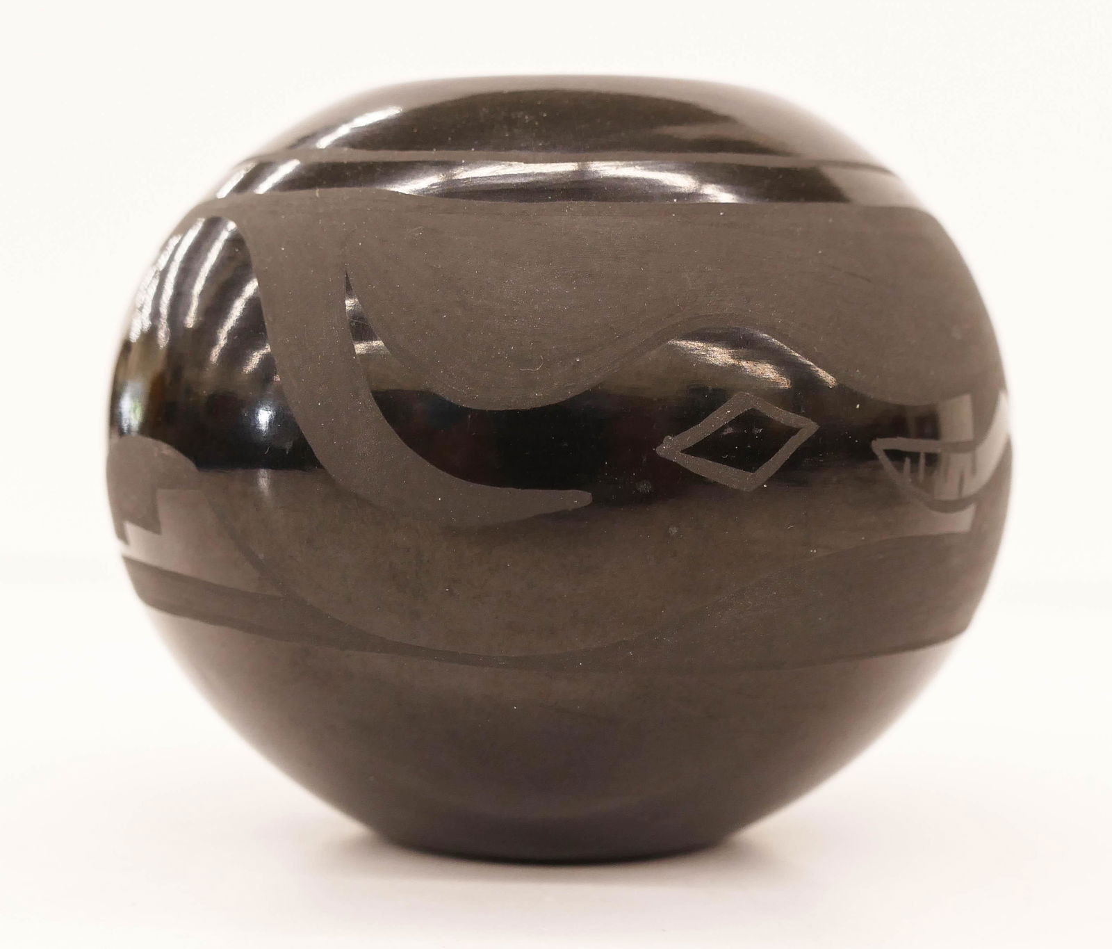 Annie Baca (b.1941 New Mexico) Blackware Avanyu Jar (1 of 3)