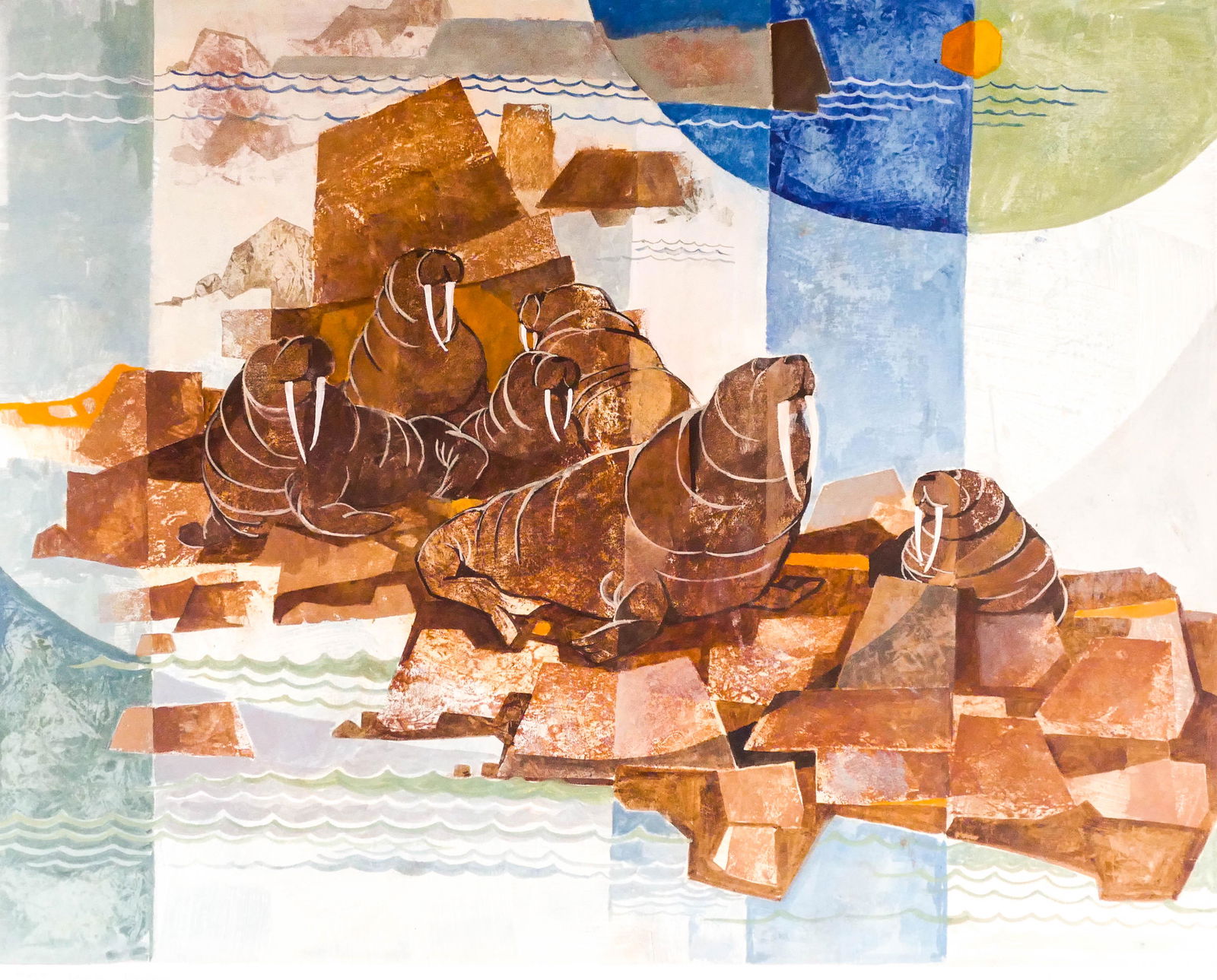 William Kimura (1920-1991 Alaska) ''Walrus Harem'' 1971 (1 of 2)