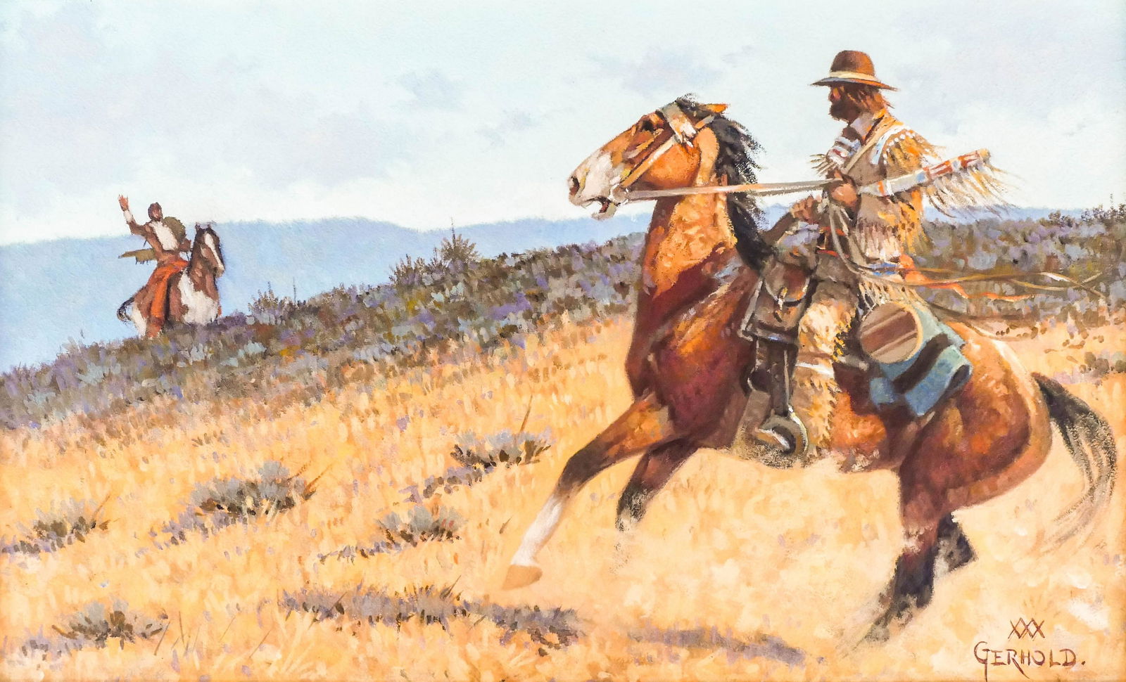 Mel Gerhold (1928-2015 Nebraska) ''A Friendly Sign'' (1 of 2)