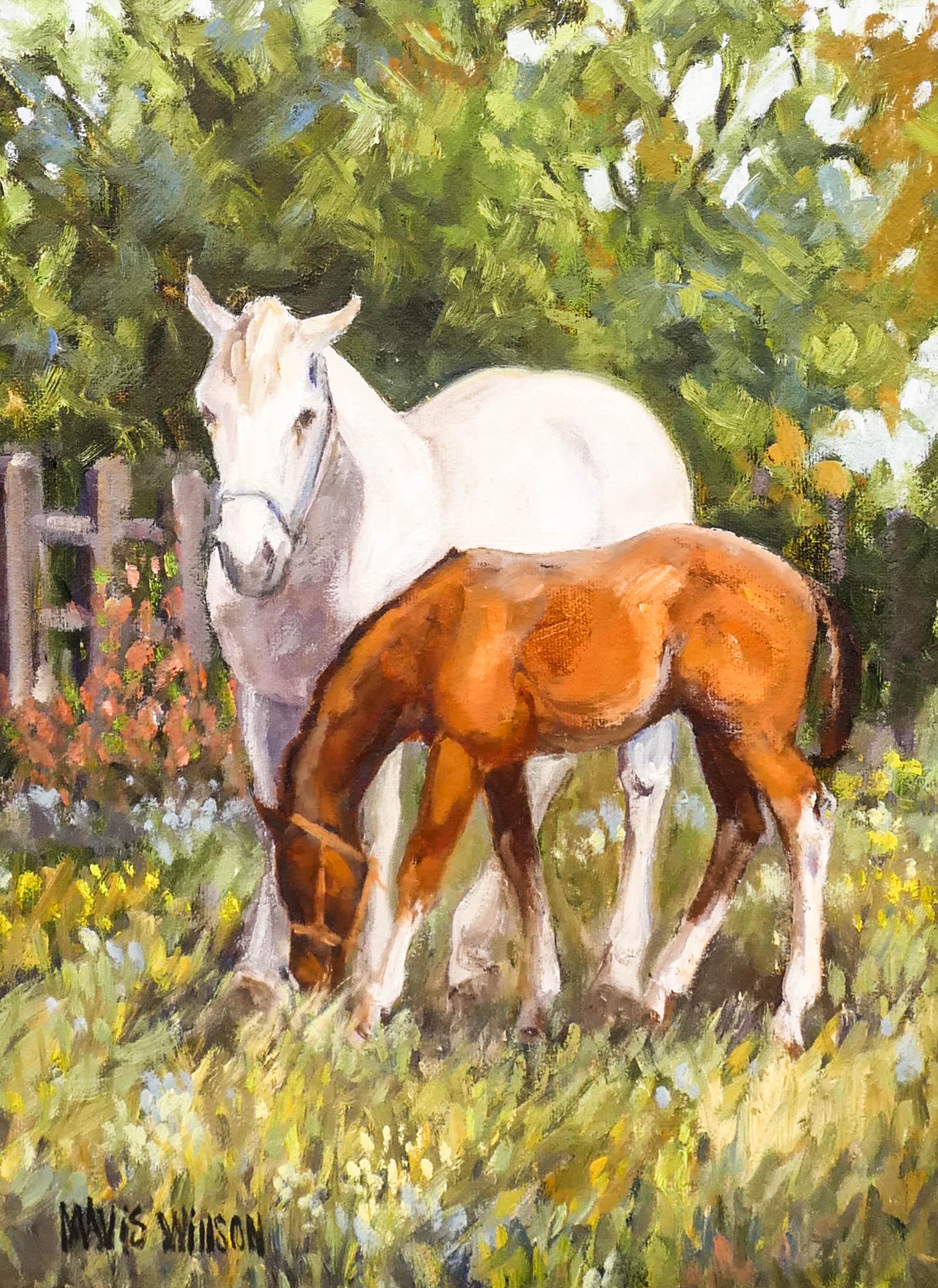 Mavis Willson (20th Cent. Washington) Two Horses Oil on (1 of 2)