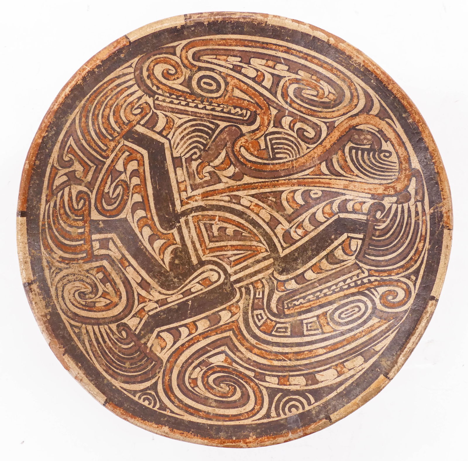 Pre Columbian Cocle Pedestal Dragon Plate 2.5''x11''. (1 of 2)