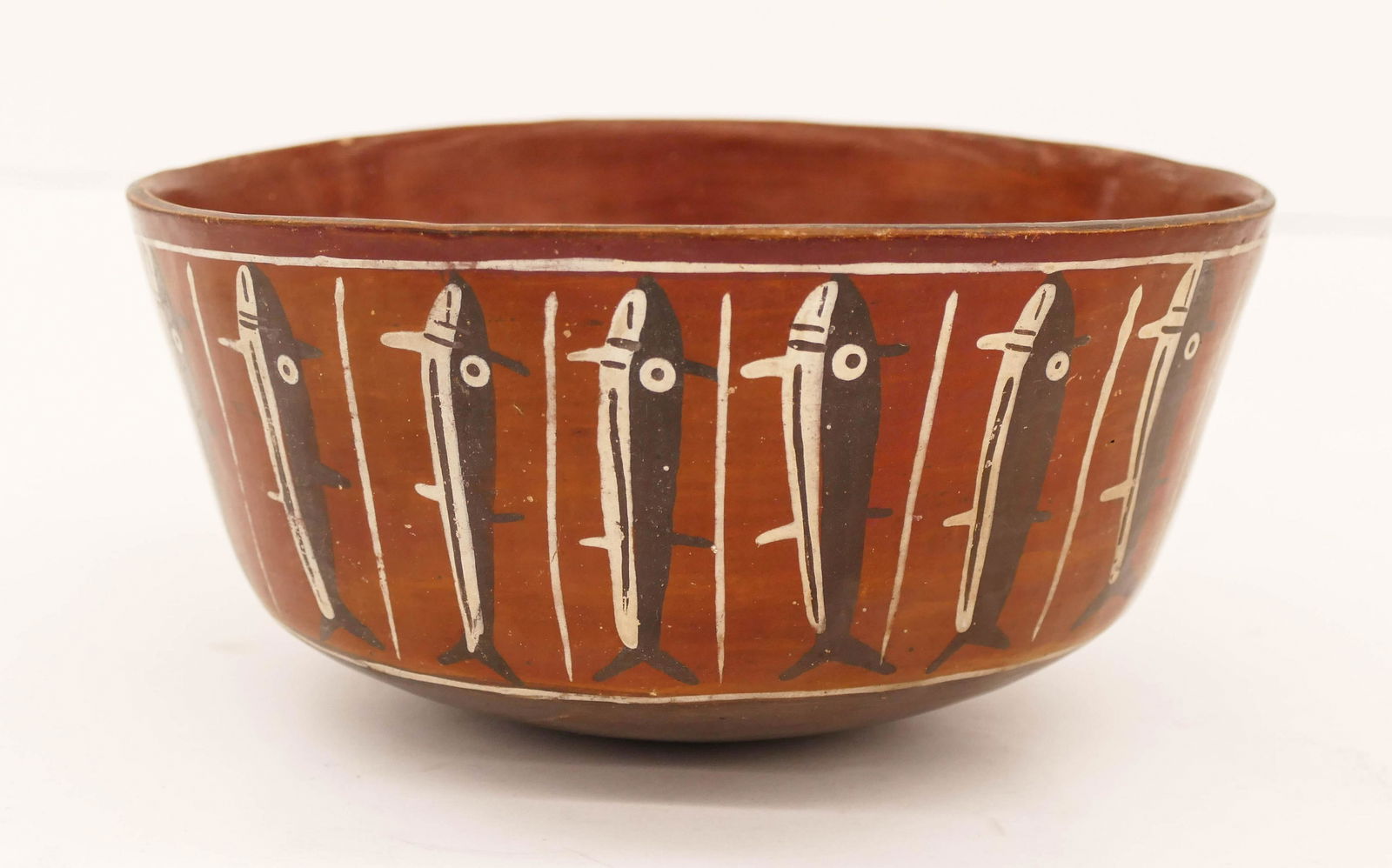 Pre Columbian Nazca Ceramic Fish Bowl 3.5''x7.25''. (1 of 3)