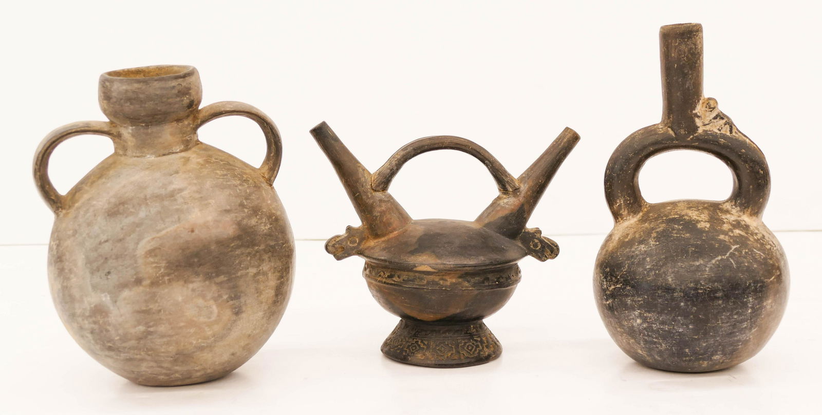 3pc Pre Columbian Black Ceramic Vessels. Includes a (1 of 1)