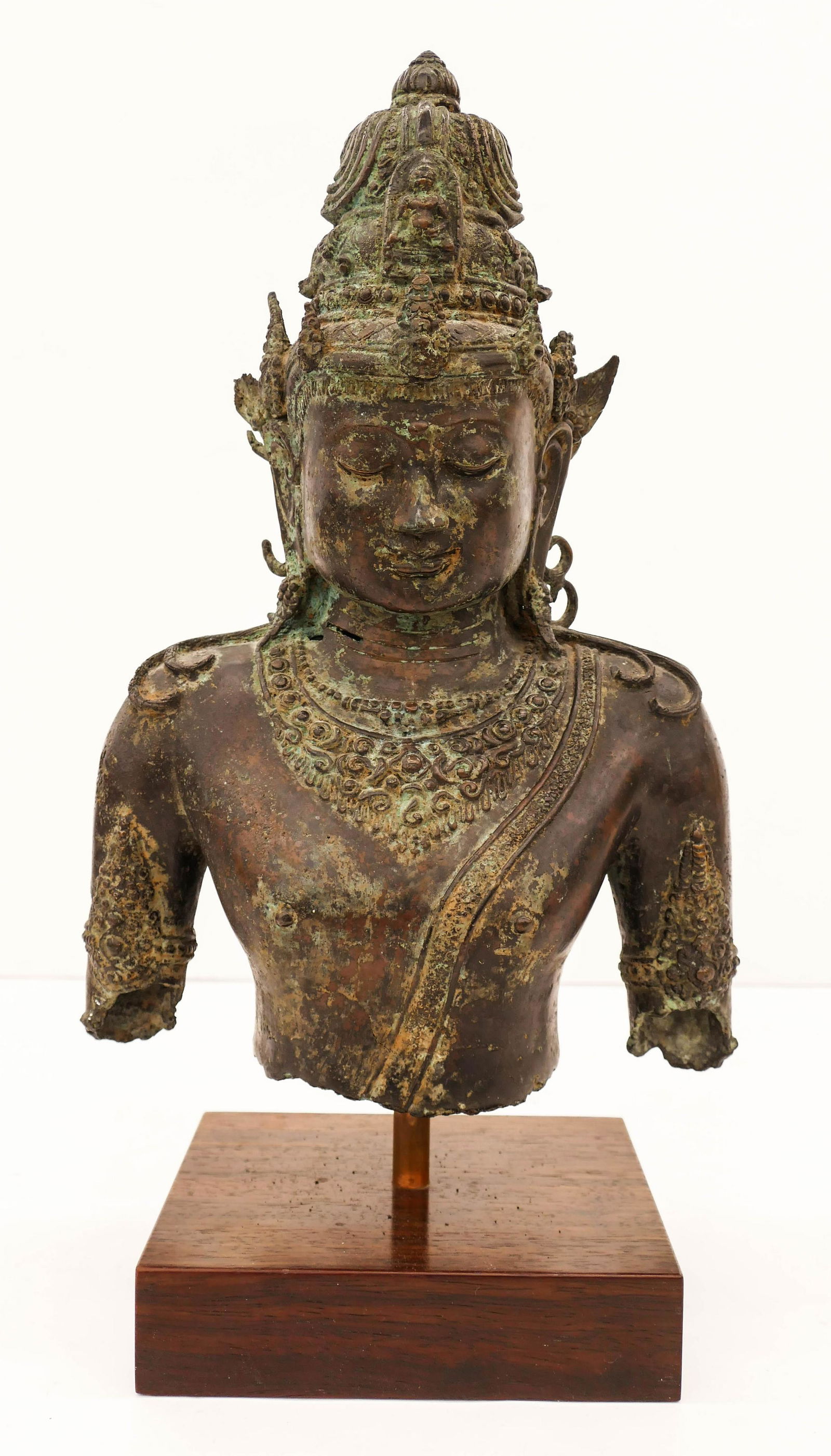 Impressive Javanese Bronze Tara Bust on Stand (1 of 2)