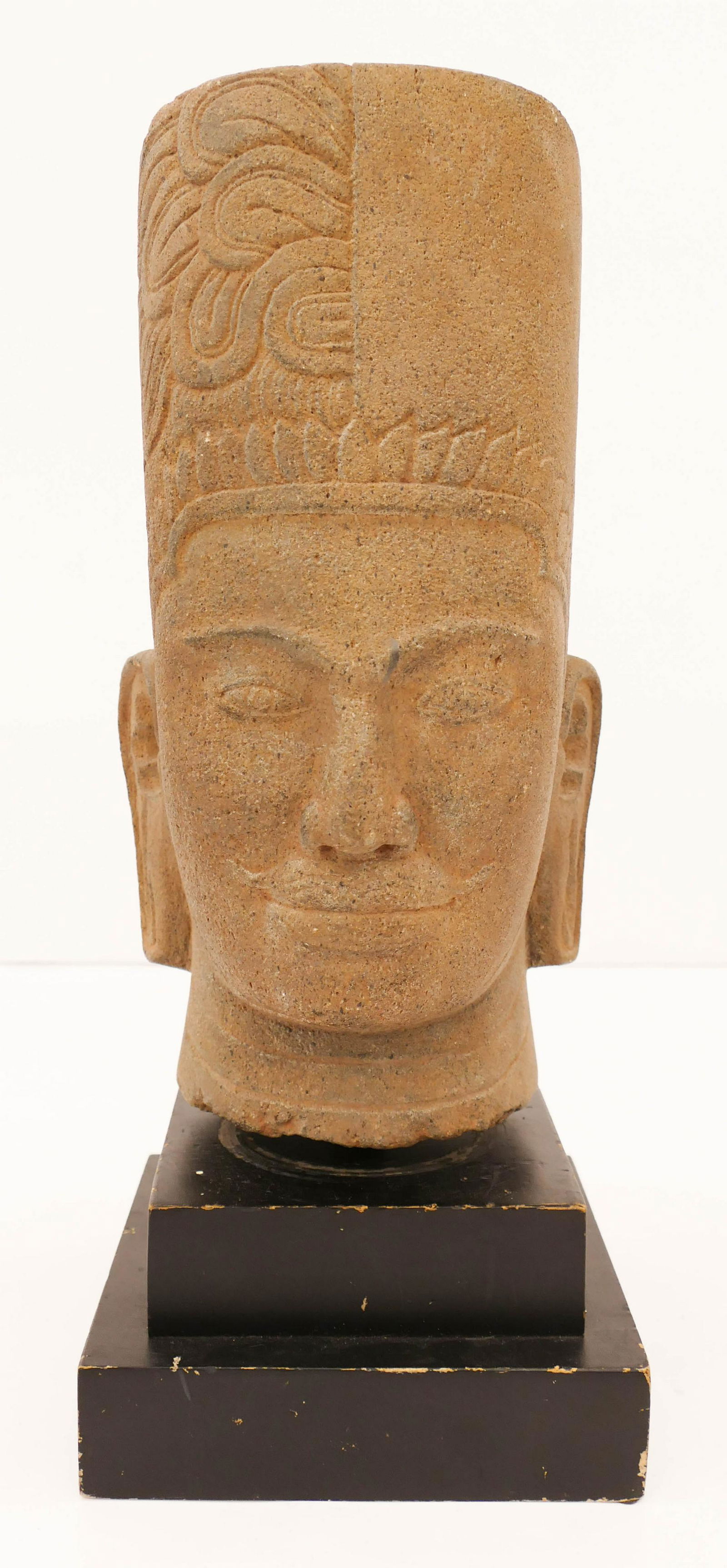 Khmer Stone Head of Harihara 18''x7''. A heavy carved (1 of 3)