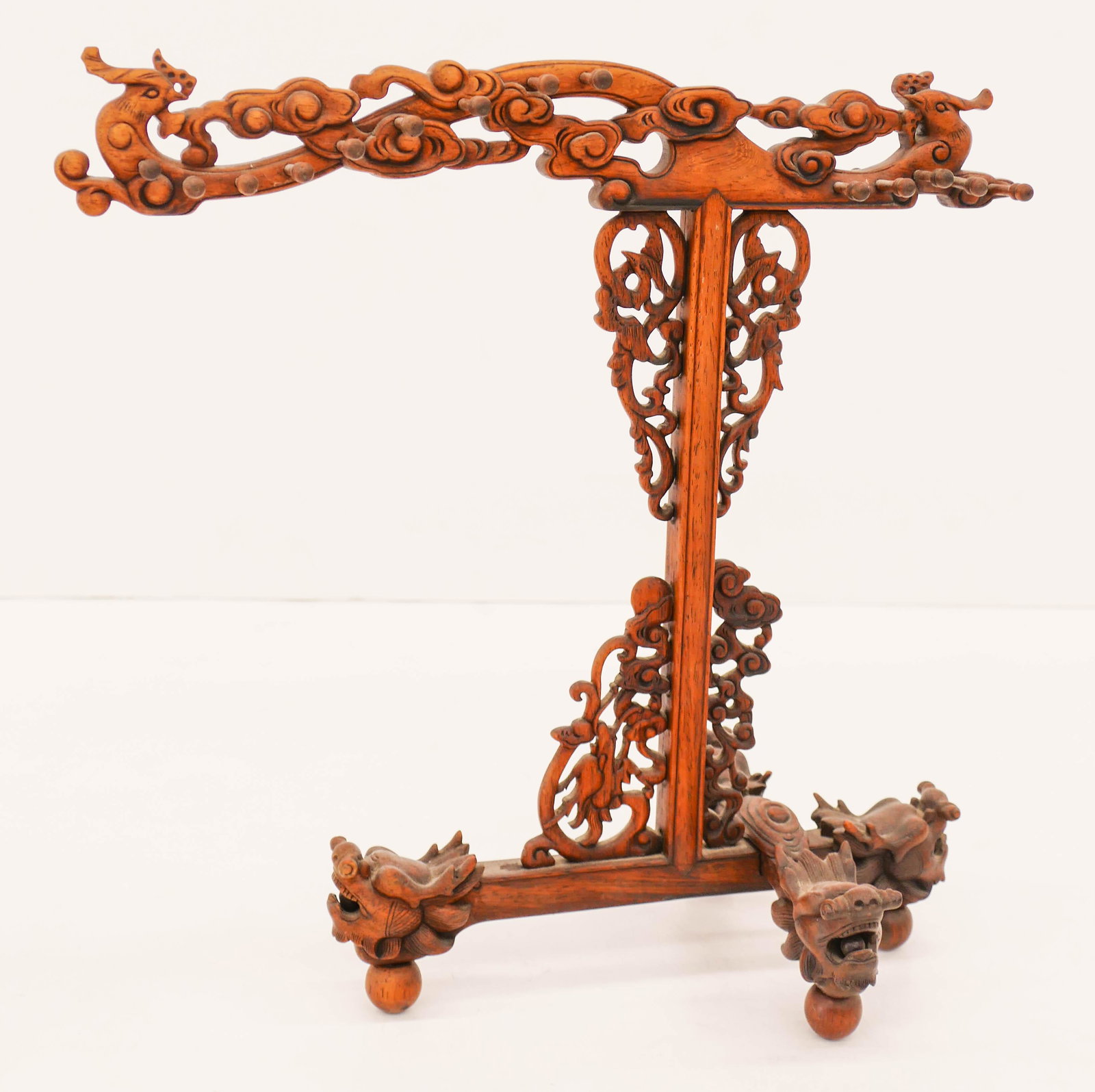 Chinese Rosewood Dragon Brush Stand 13''x13''. An (1 of 2)