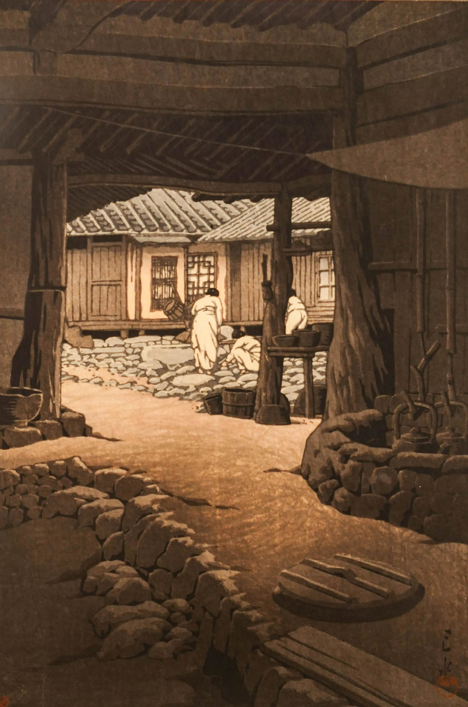 Kawase Hasui ''Chunum Temple'' Japanese Woodblock Print (1 of 3)