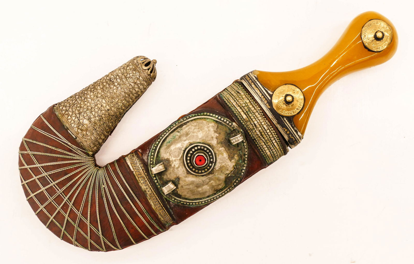 Persian Jambiya Dagger 11''x4.5''. Applied silver (1 of 2)