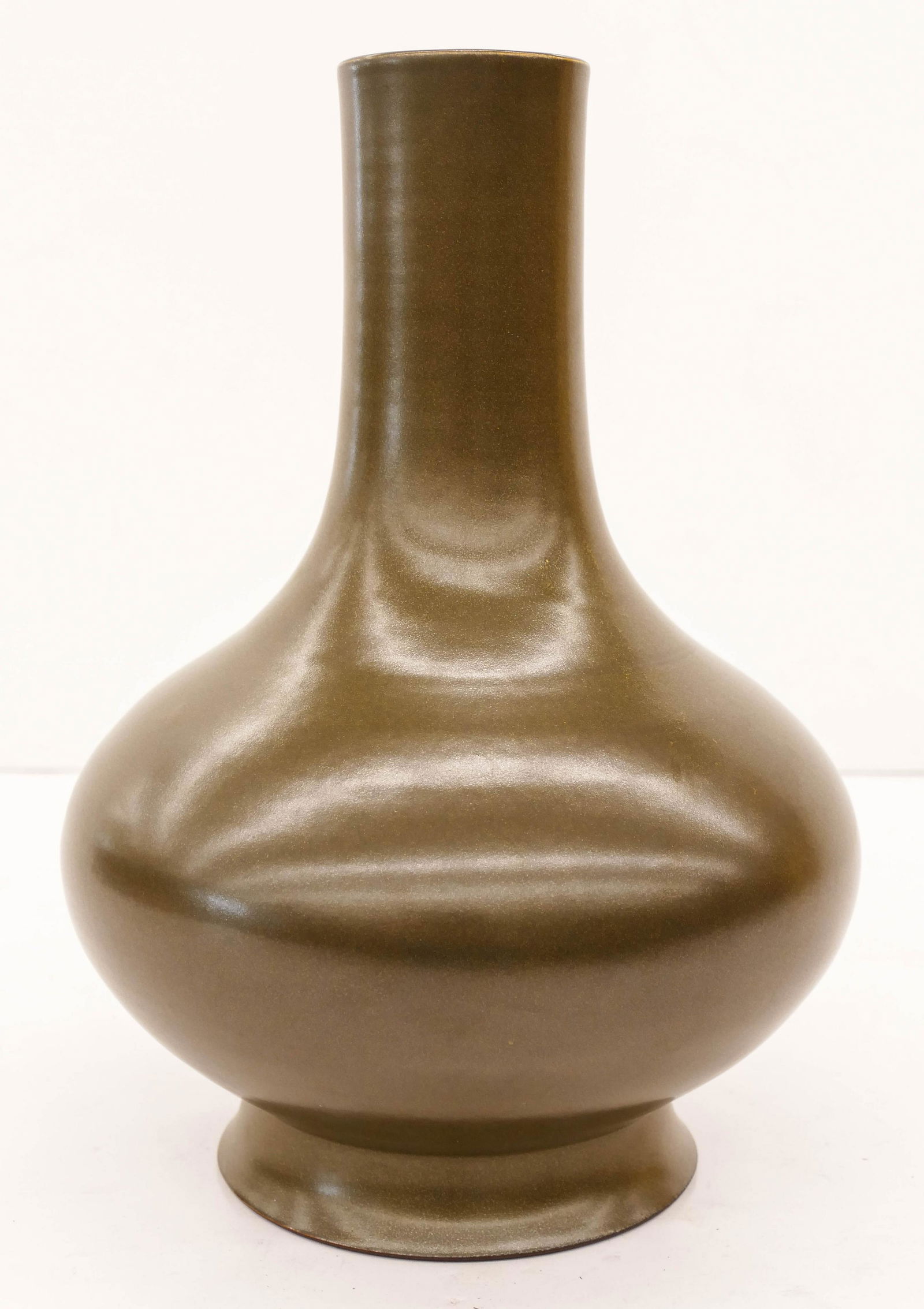 Chinese Tea Dust Glaze Porcelain Bottle Vase 14''x10''. (1 of 2)