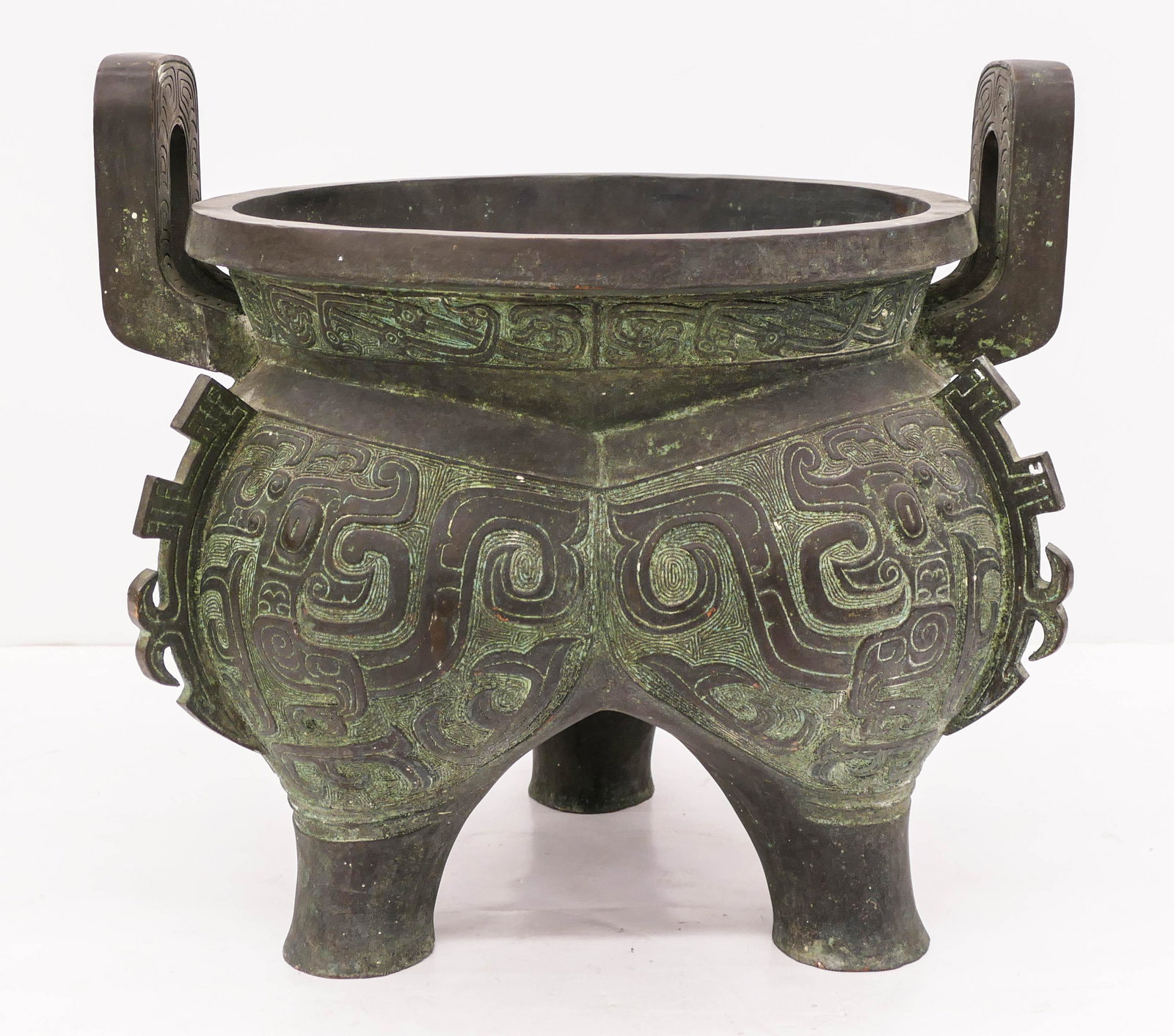 Monumental Chinese Archaic Liding Bronze Tripod Censer (1 of 2)