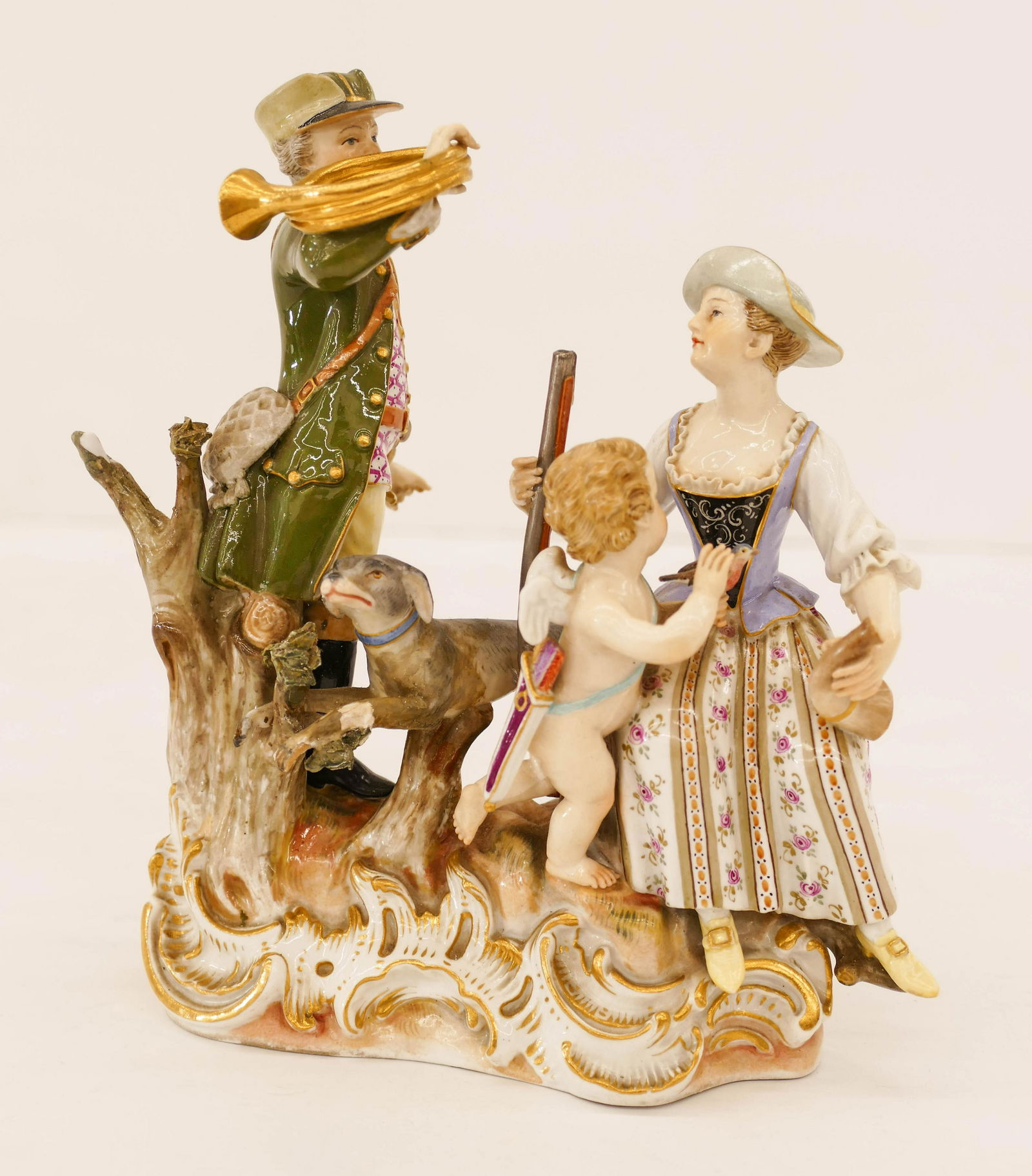 Meissen Porcelain Figure Group with Bugler 7''x6''. An (1 of 3)