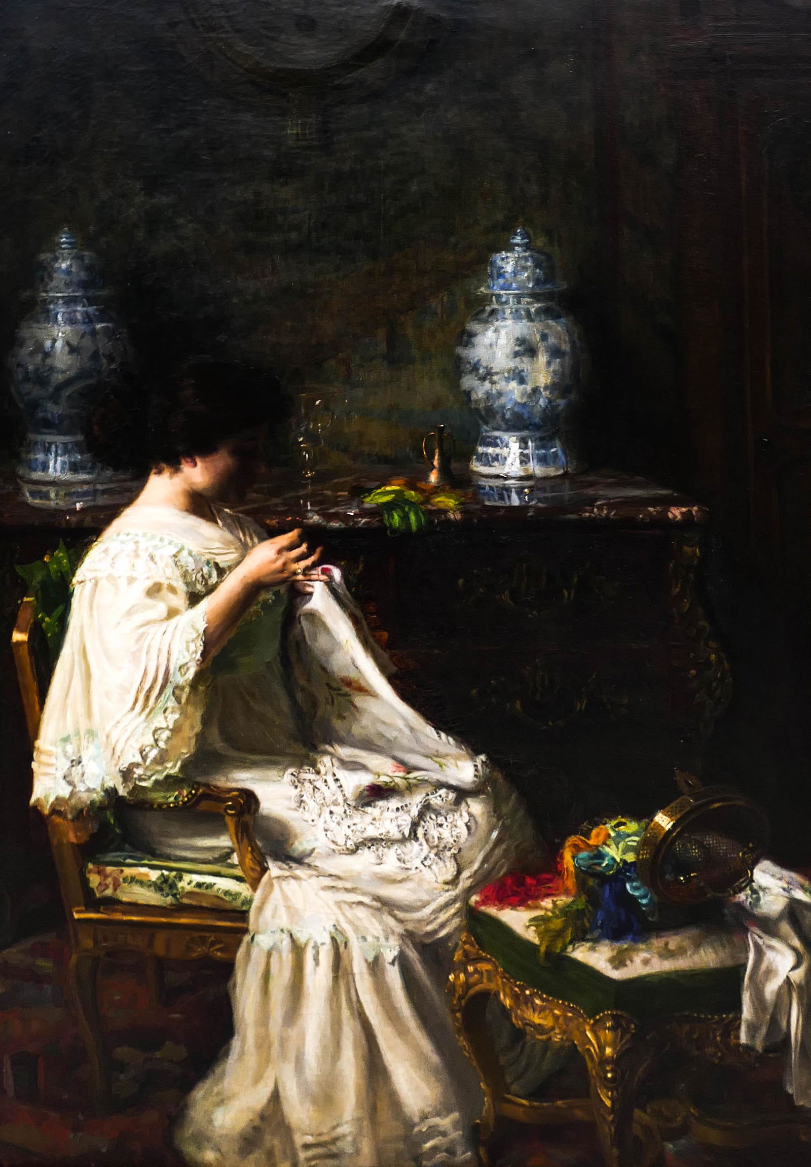 Paul Edouard Deligny (1864-1927 French) Seamstress in (1 of 5)