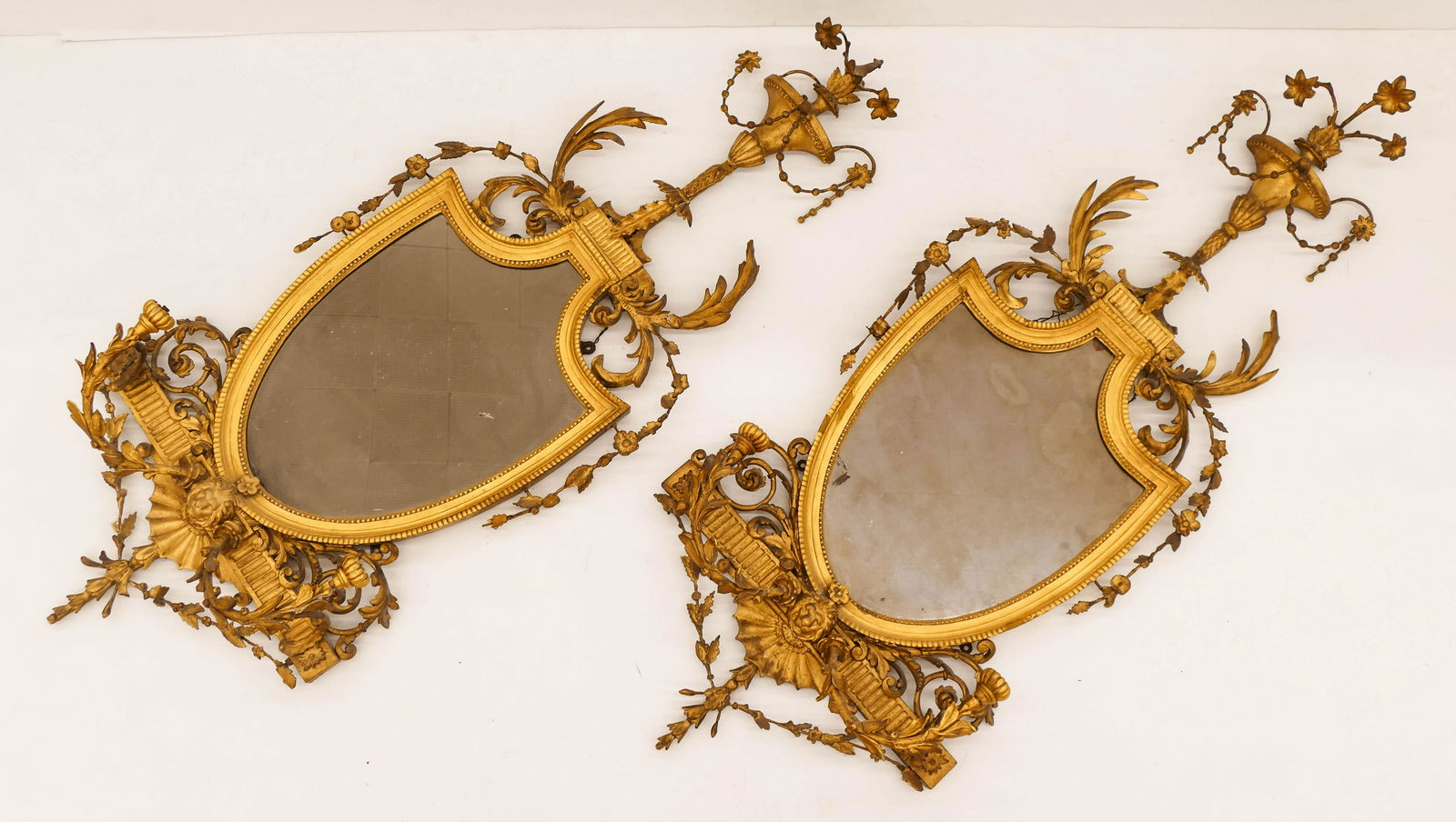 Pair of French 19th Cent. Gilt Girandole Mirrors with (1 of 3)