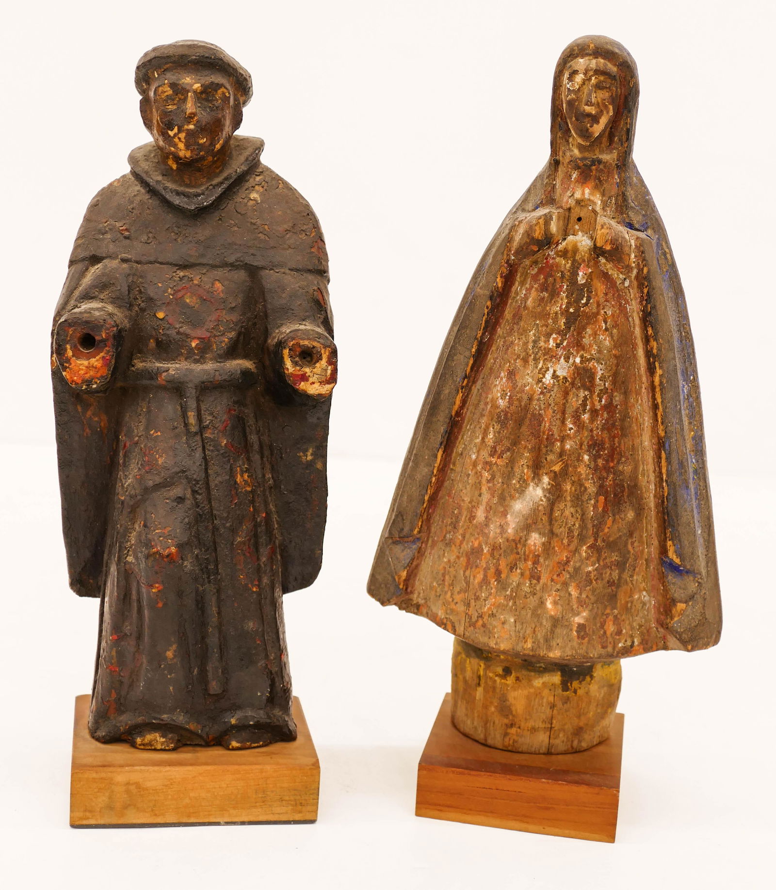 2pc Spanish 18th Cent. Santos Figures 11.5'' Each (1 of 2)