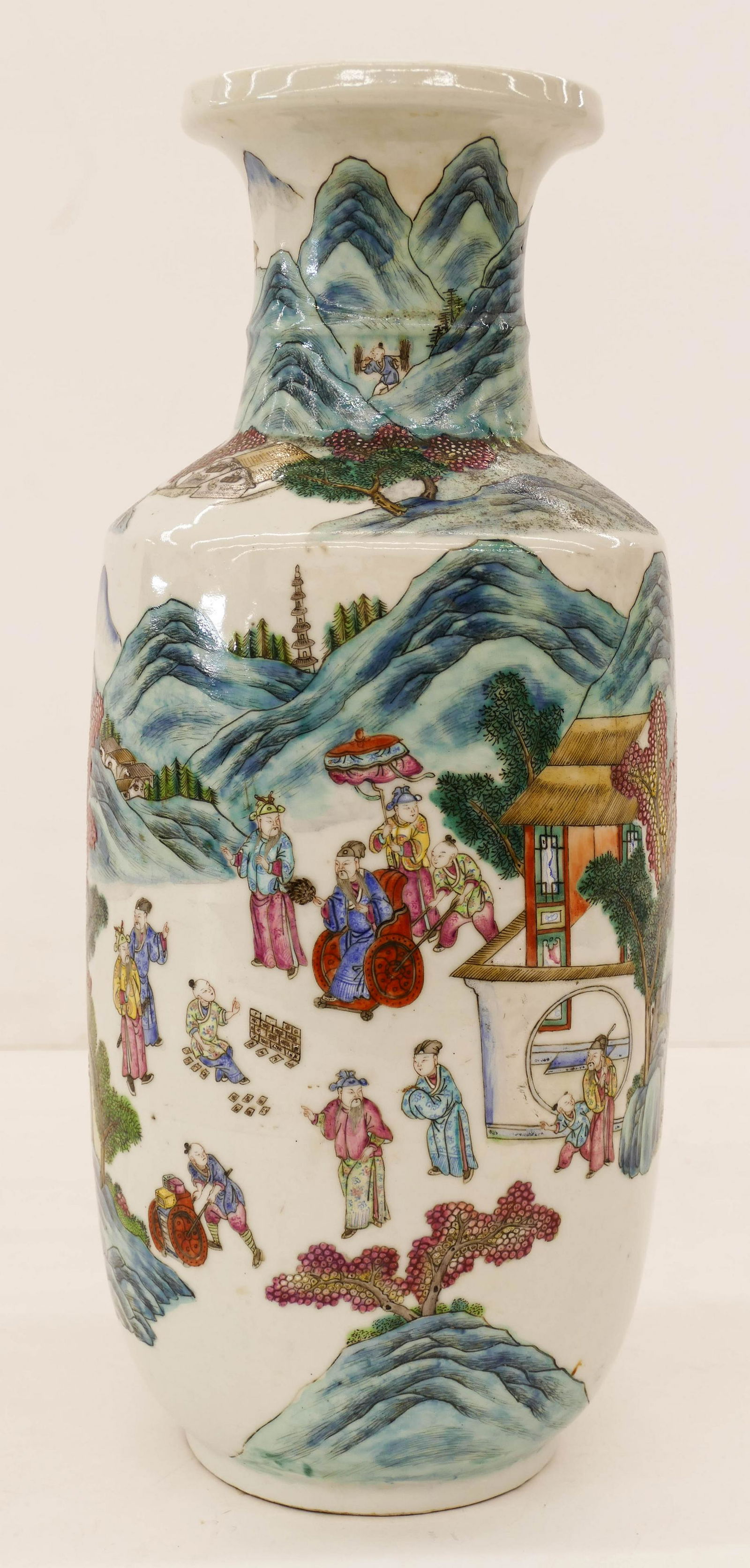 Chinese 19th Cent. Famille Rose Rouleau Porcelain Vase (1 of 4)