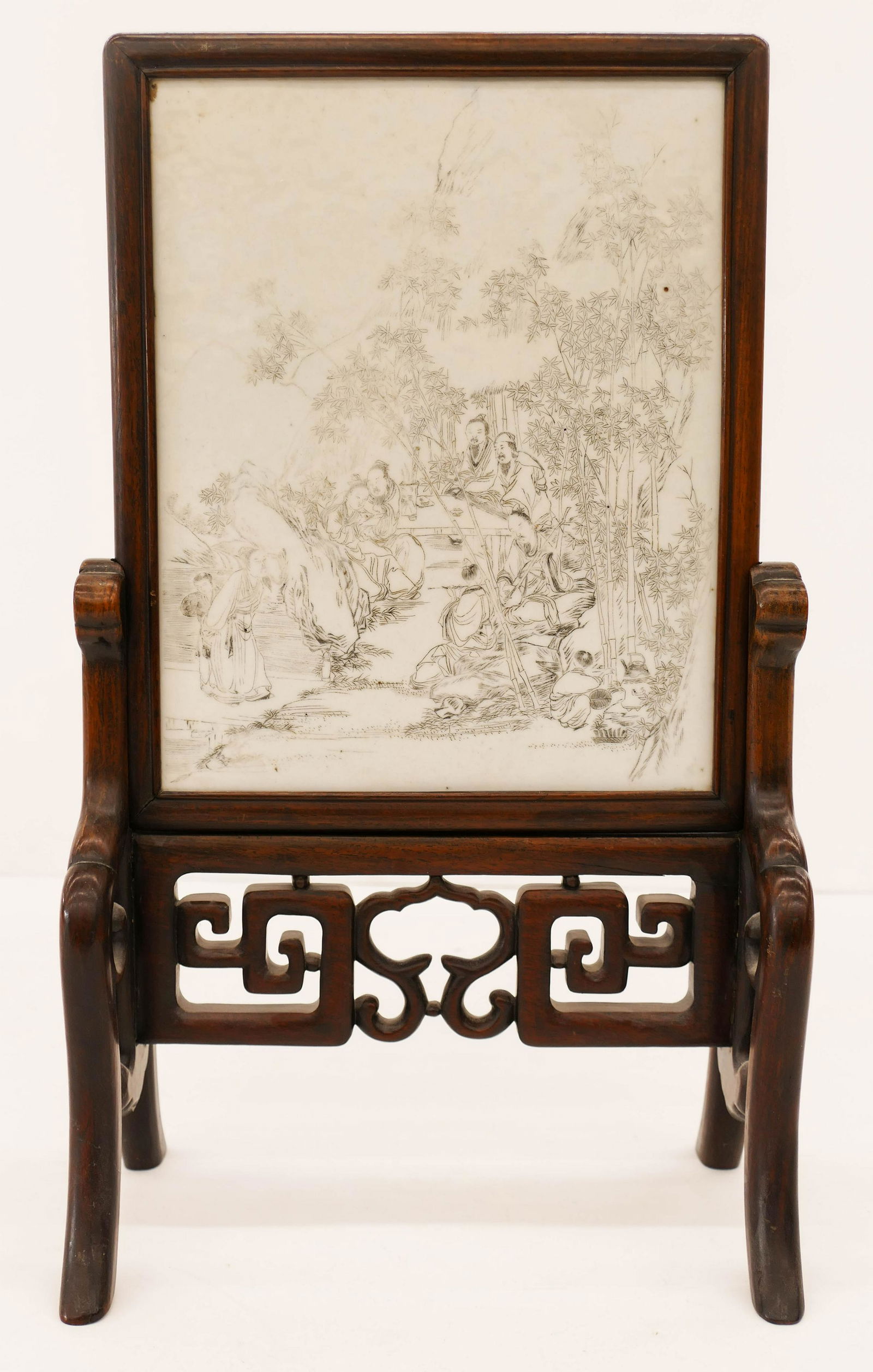 Chinese 19th Cent. Table Screen of Porcelain and (1 of 3)