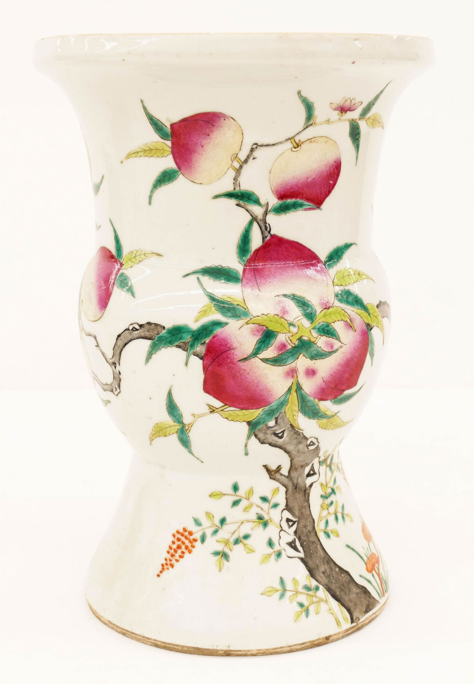 Large Chinese 19th Cent. Peach Porcelain Gu Beaker Vase (1 of 5)