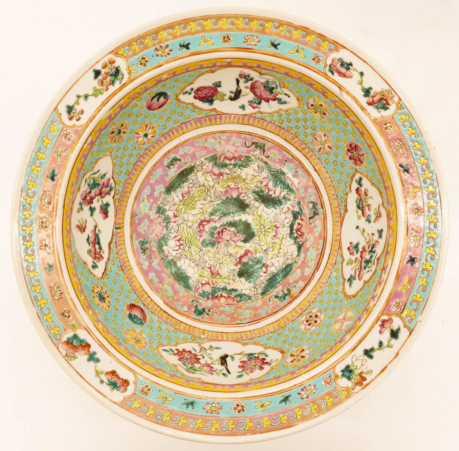 Chinese 19th Cent. Famille Rose Porcelain Wash Basin (1 of 2)