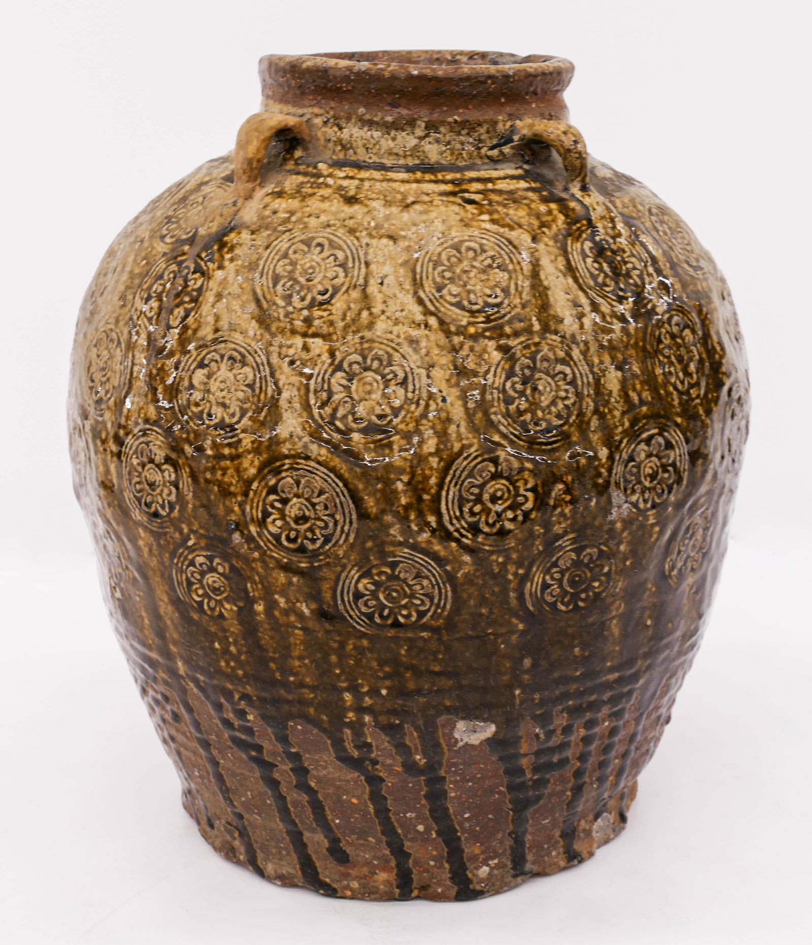 Chinese Ming Martaban Stoneware Storage Jar 16''x12''. (1 of 2)