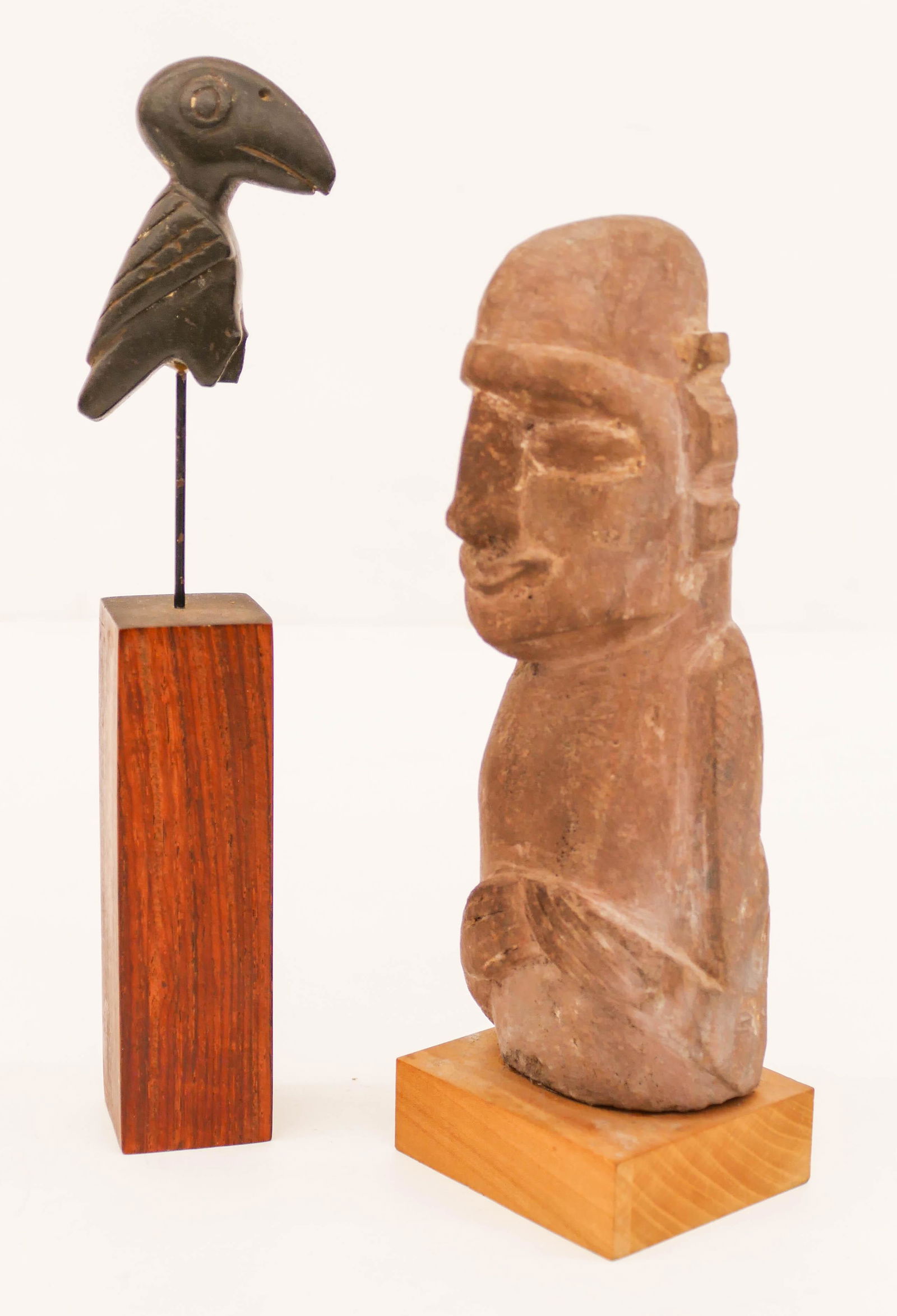 2pc Pre Columbian Stone Carved Figures. Includes a (1 of 2)