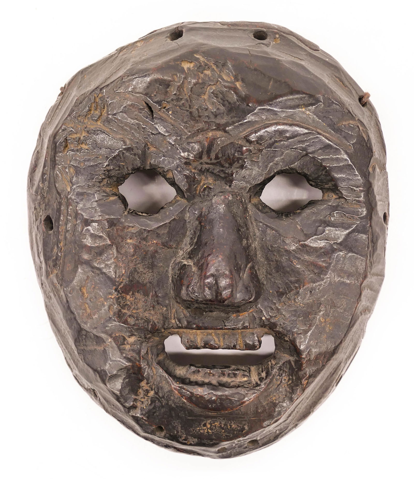 Nepalese 18th Cent. Shaman Wood Mask 8''x6.5''. An (1 of 2)
