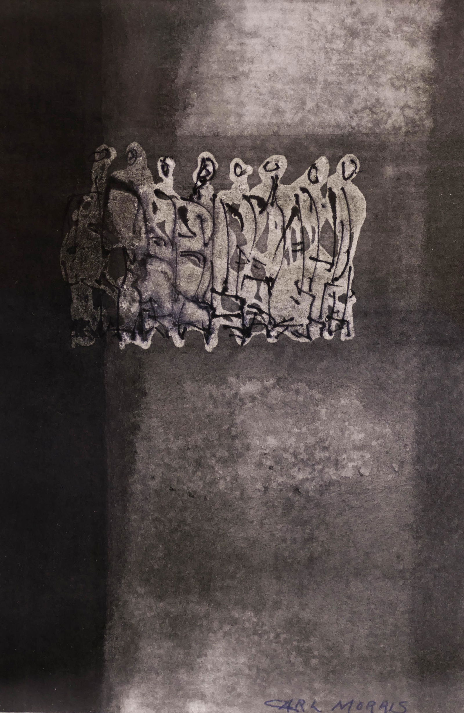 Carl Morris (1911-1993 Oregon) Untitled Figures Ink and: Carl Morris (1911-1993 Oregon) Untitled Figures Ink and Watercolor on Paper 8''x5.5'' Sight. Signed l.r. Framed 13.5''x12''. Excellent condition.