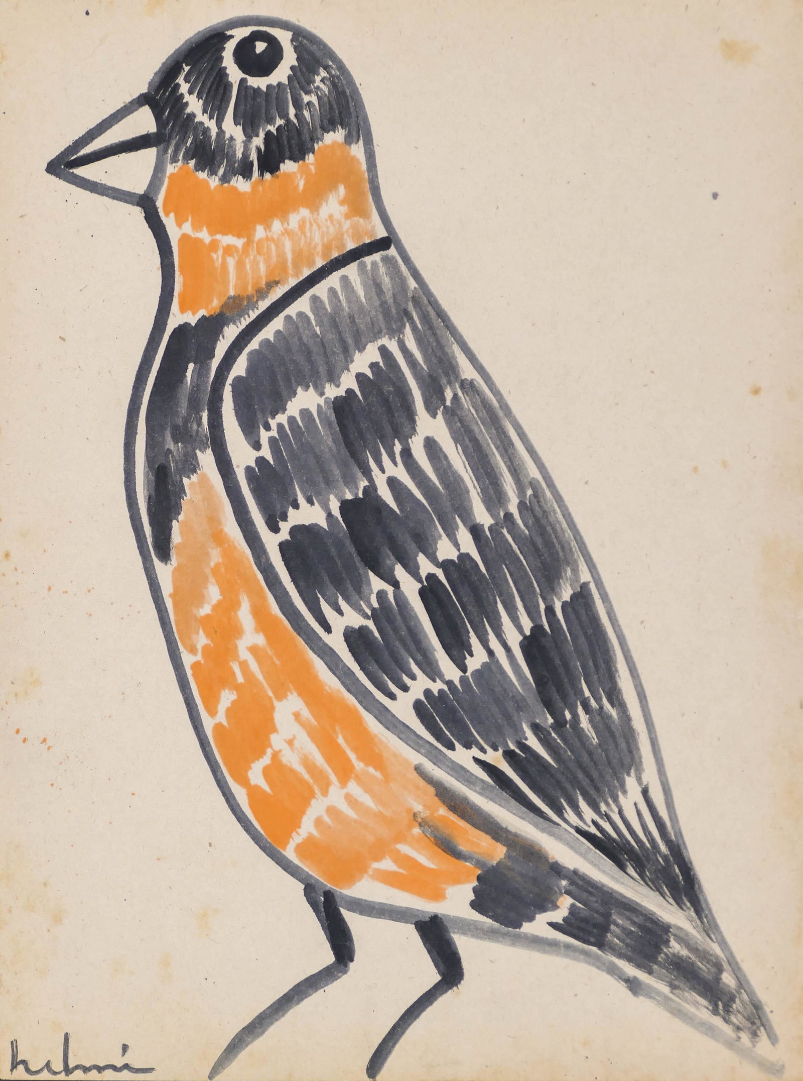 Helmi Juvonen (1903-1985 Washington) ''Bird'' Tempera: Helmi Juvonen (1903-1985 Washington) ''Bird'' Tempera on Paper 11''x8.5'' Image. Signed l.l. Framed 16''x14''. Overall excellent condition.