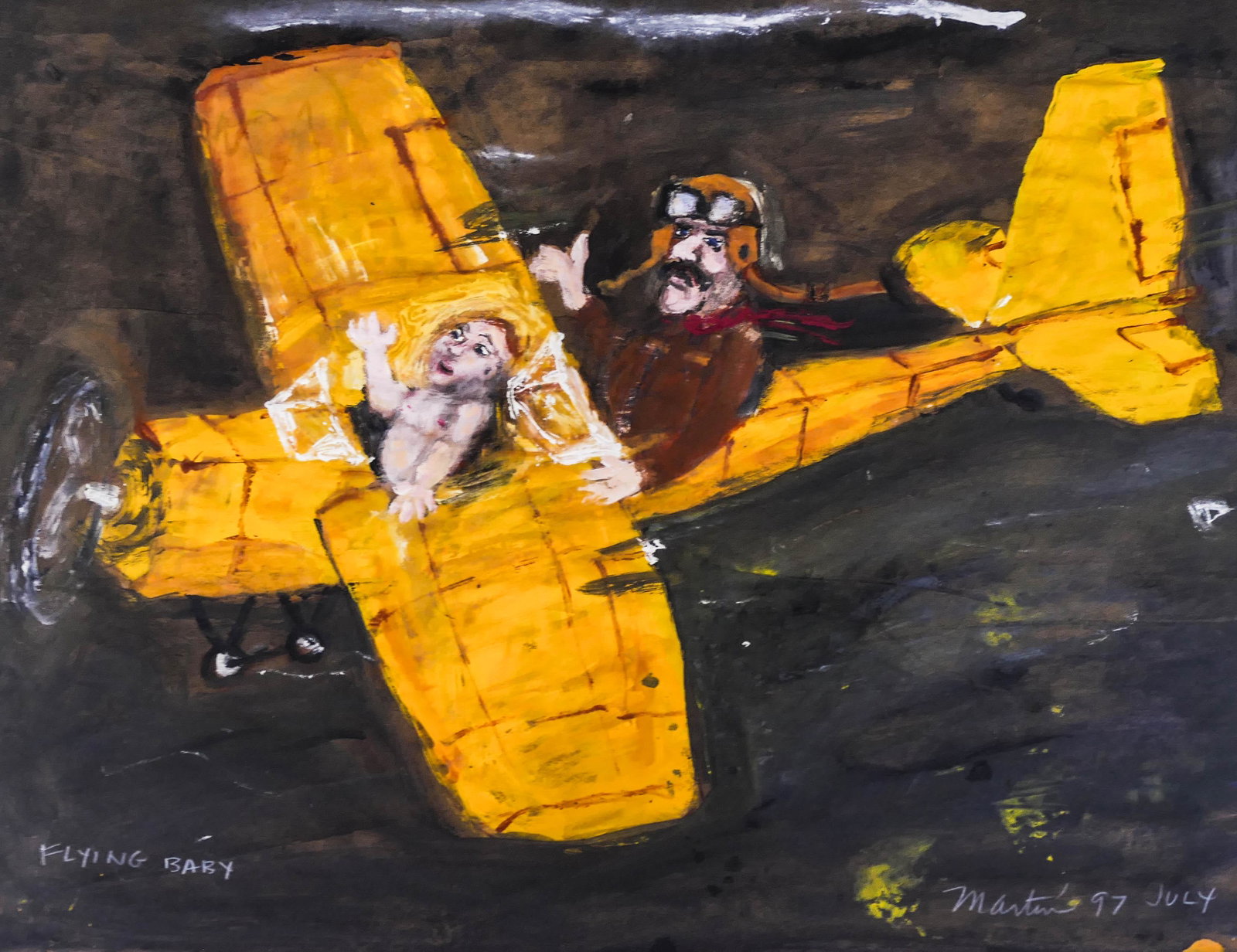 James Martin (b.1928 Washington) ''Flying Baby'' 1997: James Martin (b.1928 Washington) ''Flying Baby'' 1997 Tempera on Paper 14''x17.5'' Image. Signed and titled lower image. Framed 19''x23''. Excellent condition.