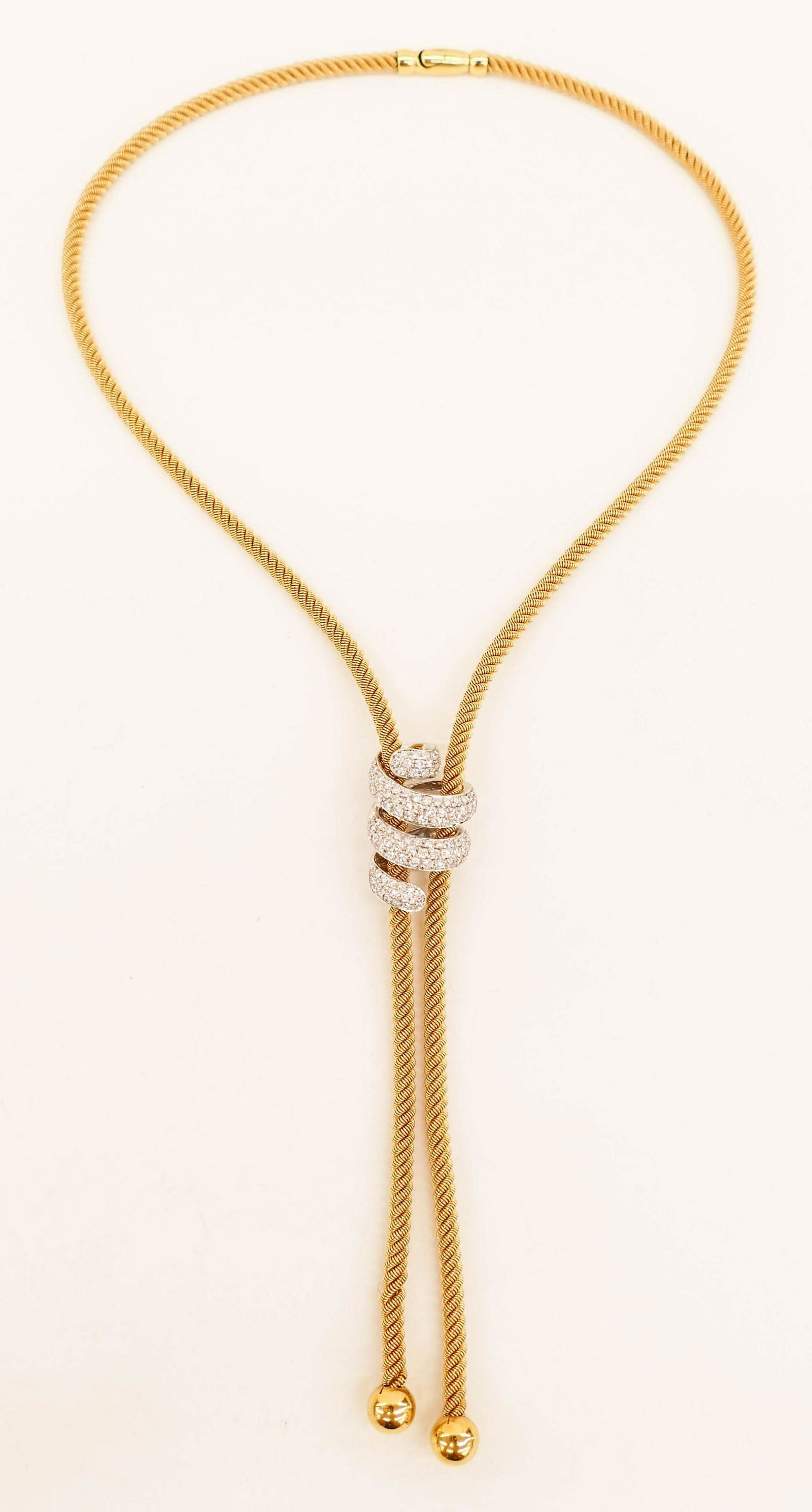 Piero Milano 18k Diamond Lariat Rope Necklace 22''. Set (1 of 3)