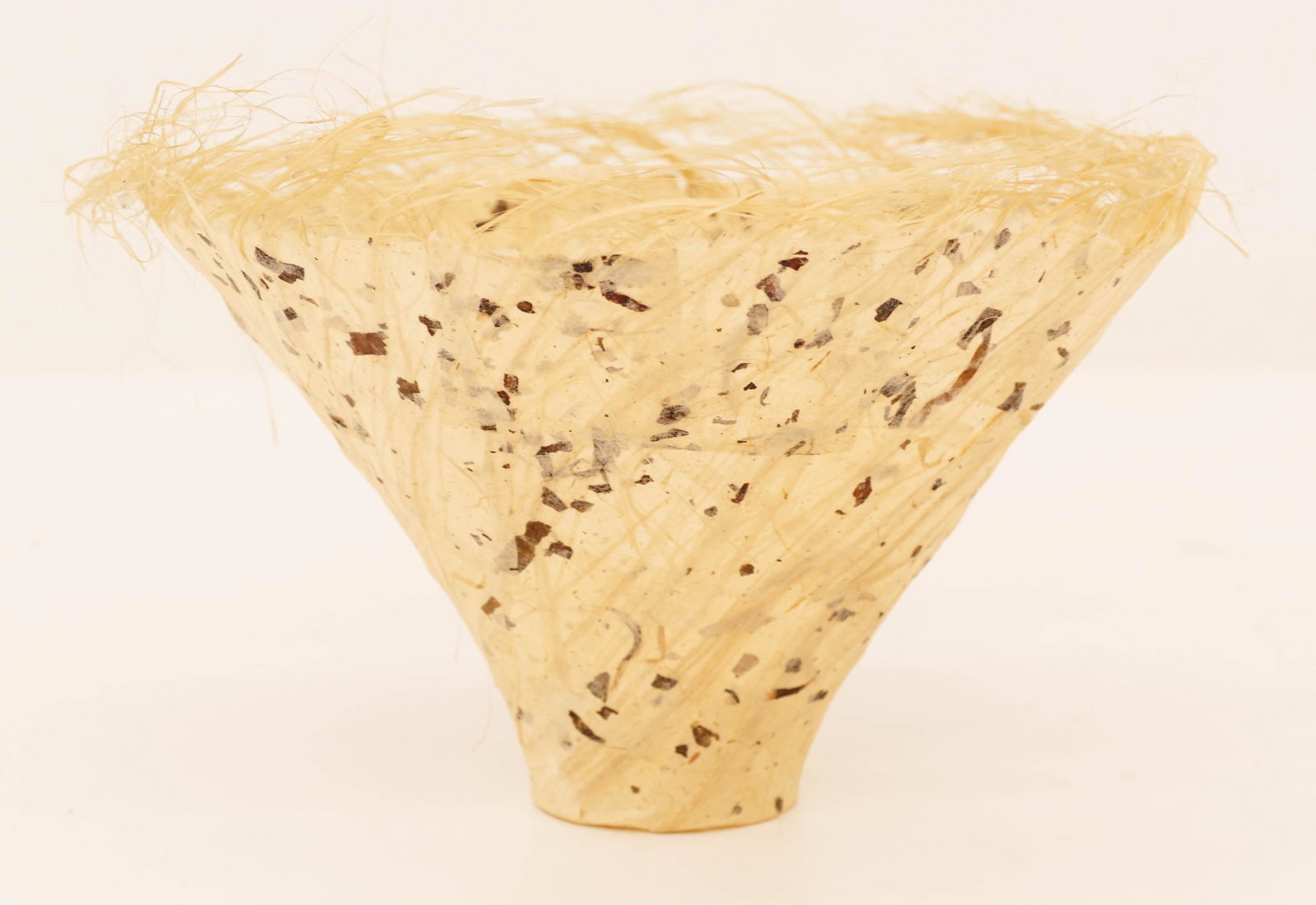 Kay Sekimachi (b.1926 California) Bowl Fiber Art: Kay Sekimachi (b.1926 California) Bowl Fiber Art 6''x9''. Hand made out of banana fiber paper. Ink stamped on bottom. Excellent condition. Purchased Milwaukee Art Museum 1986 ''Fiber R/Evolution'' Exh