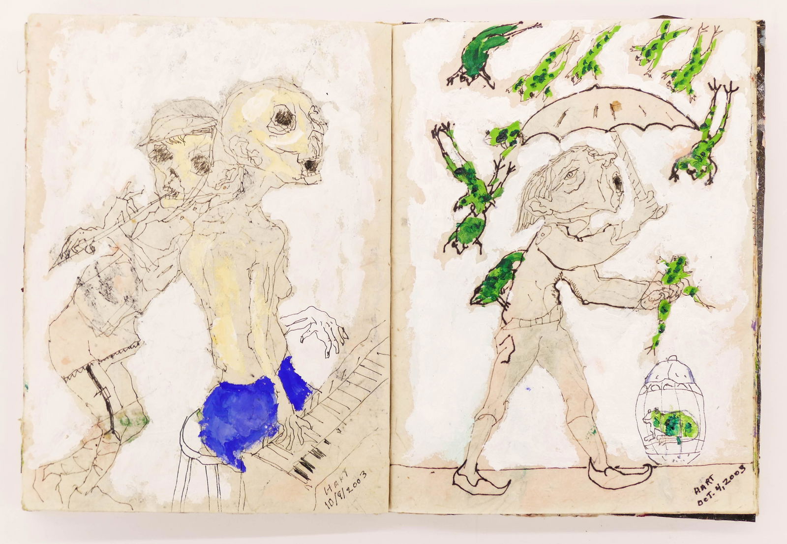 Allen M. Hart (1925-2014 American) ''Masked Doctor at: Allen M. Hart (1925-2014 American) ''Masked Doctor at the Time of the Plague'' 2003 Mixed Media on Paper Book 8.5''x6.5''. Includes (70) pages of mixed media drawings and collage. Each signed and date