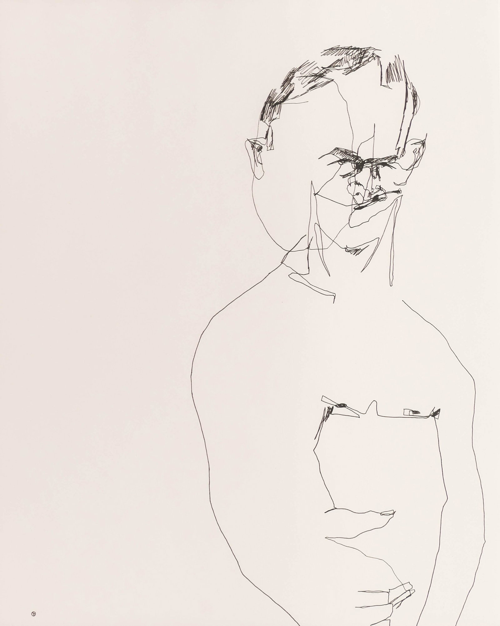 Storm Tharp (b.1970 Oregon) Untitled Figure 1997 Ink on: Storm Tharp (b.1970 Oregon) Untitled Figure 1997 Ink on Paper 17''x14'' Sight. Initialed l.l. with PDX Contemporary, Portland label on verso. Gallery framed 25''x21.5''. Excellent condition.