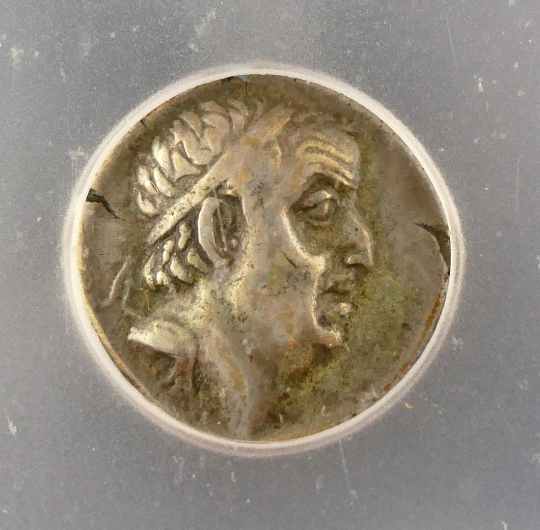 Greek Cappadocian AR Drachm IGC-VF35: Ancient- Greek. Cappadocian AR Drachm IGC-VF35. Obverse, Ariobarzanes I. Reverse, Athena standing facing, helmeted head left, Nike in right hand. c. 95-63 BC